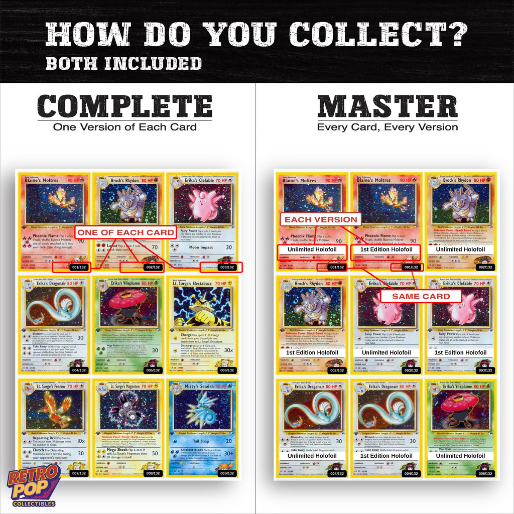 Complete Set vs Master Set versions of Gym Heroes binder placeholders