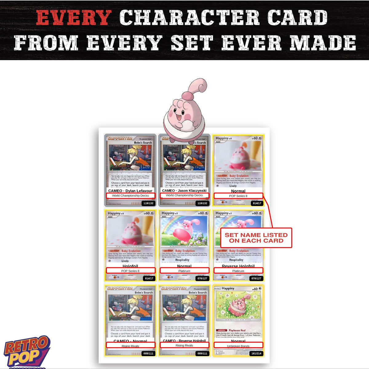 Happiny card collection preview - every set Happiny appears in