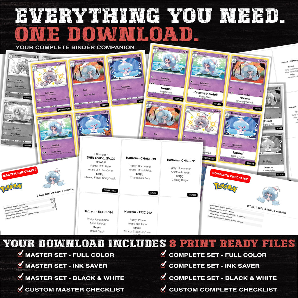 Everything included in the Hattrem master set download - 8 PDF files