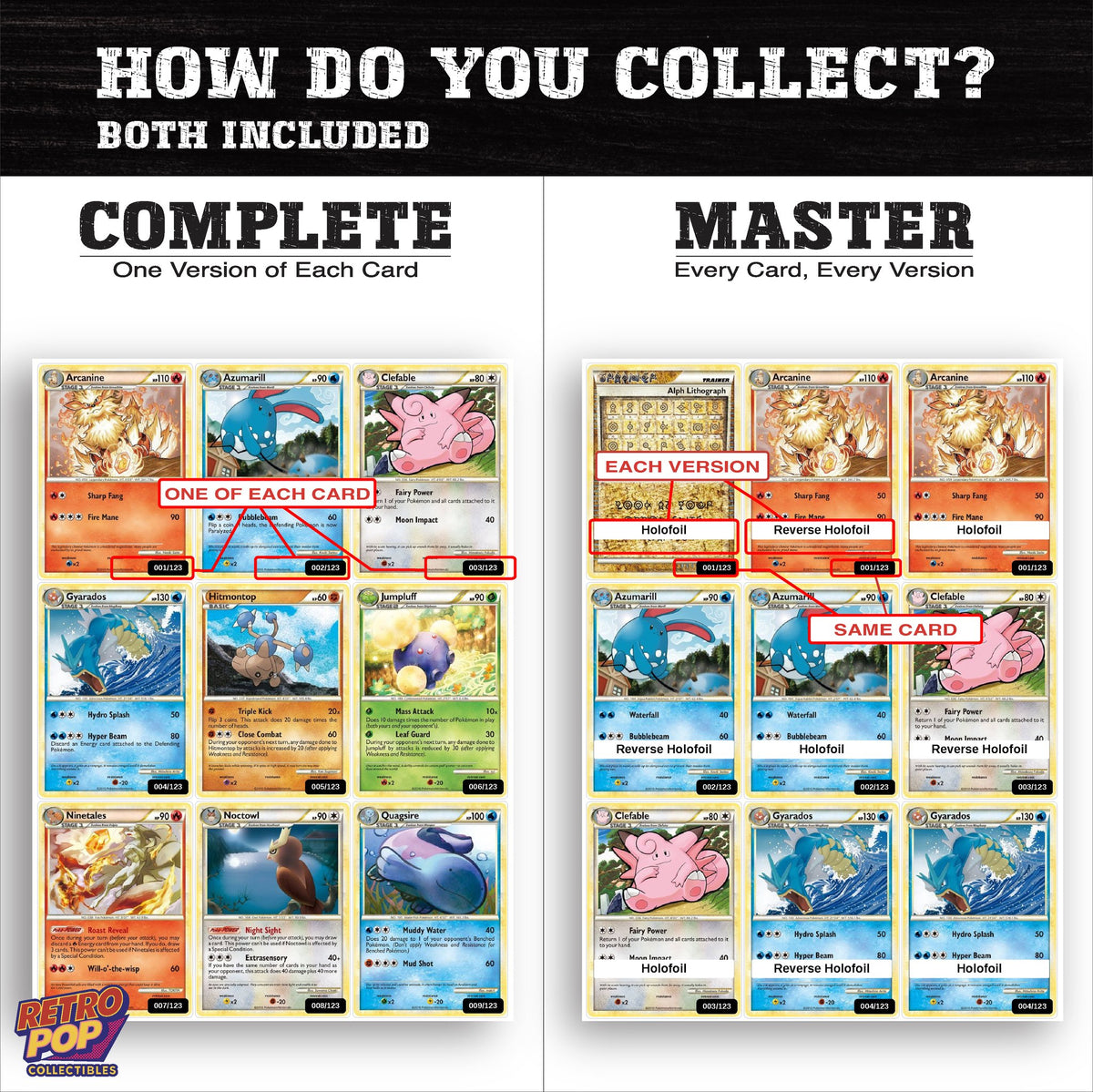 Complete Set vs Master Set versions of HeartGold SoulSilver binder placeholders