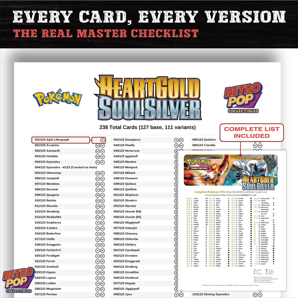 HeartGold SoulSilver Pokemon card checklist PDF preview