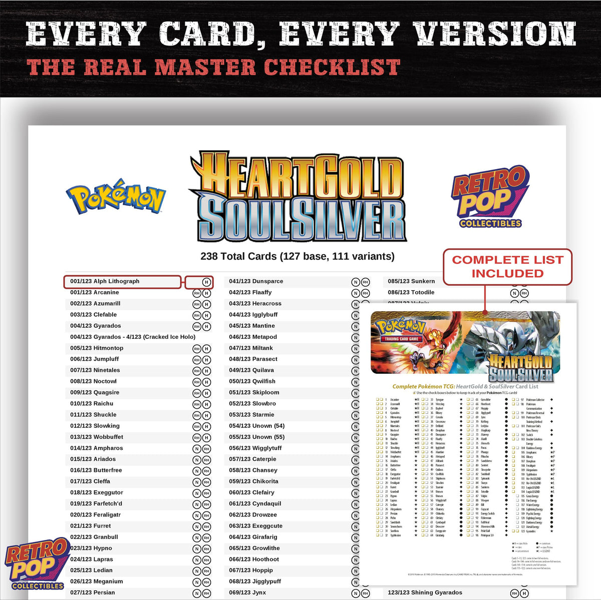 HeartGold SoulSilver Pokemon card checklist PDF preview