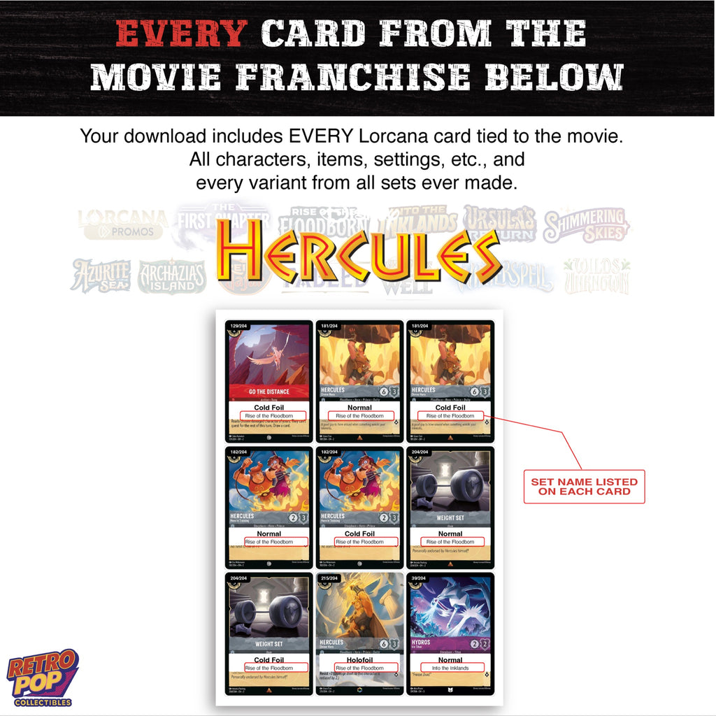 Hercules Disney Lorcana binder placeholders printable PDF - image 2