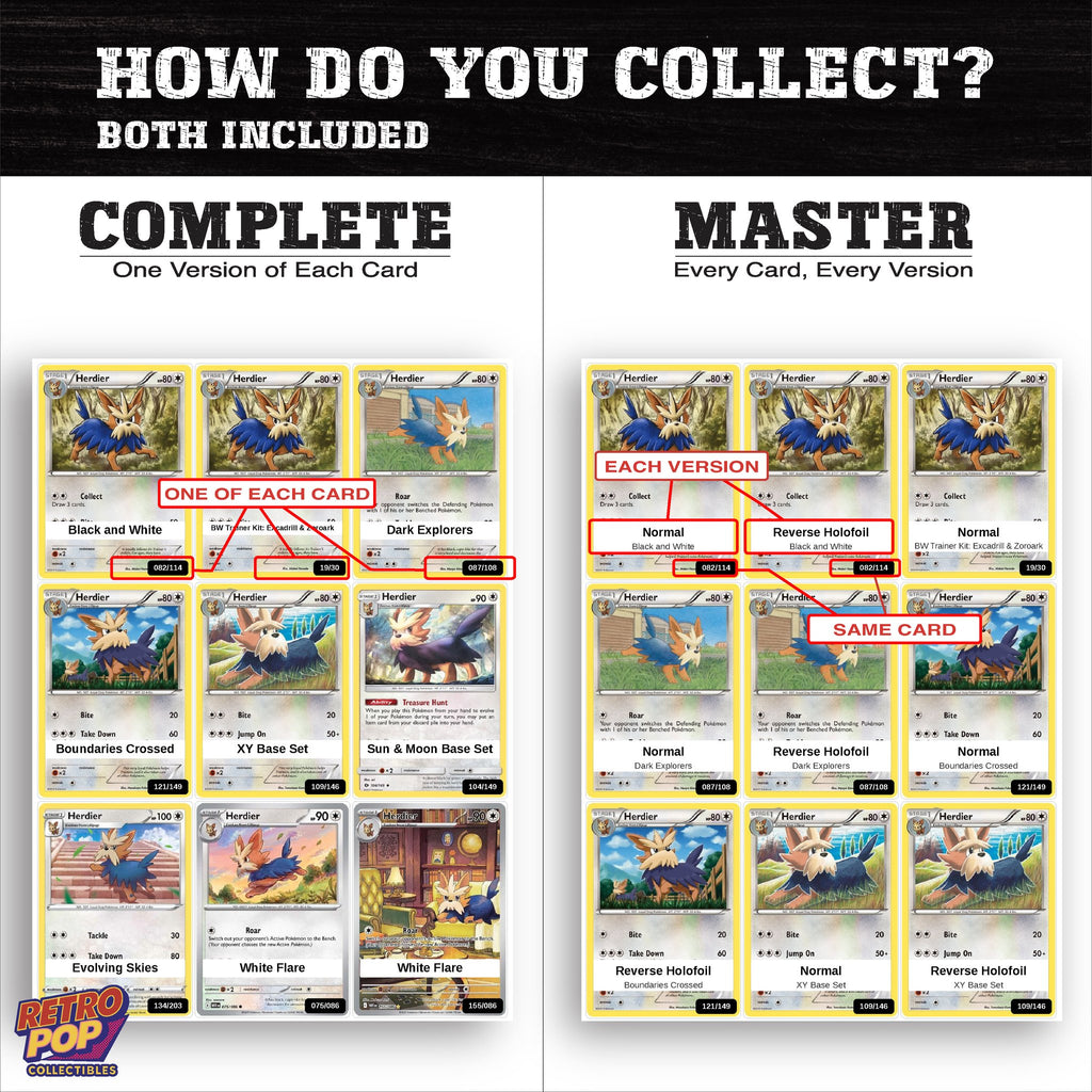 Complete Set vs Master Set versions of the Herdier binder placeholders