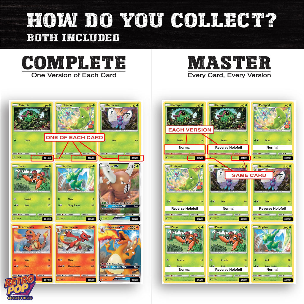 Complete Set vs Master Set versions of Hidden Fates binder placeholders