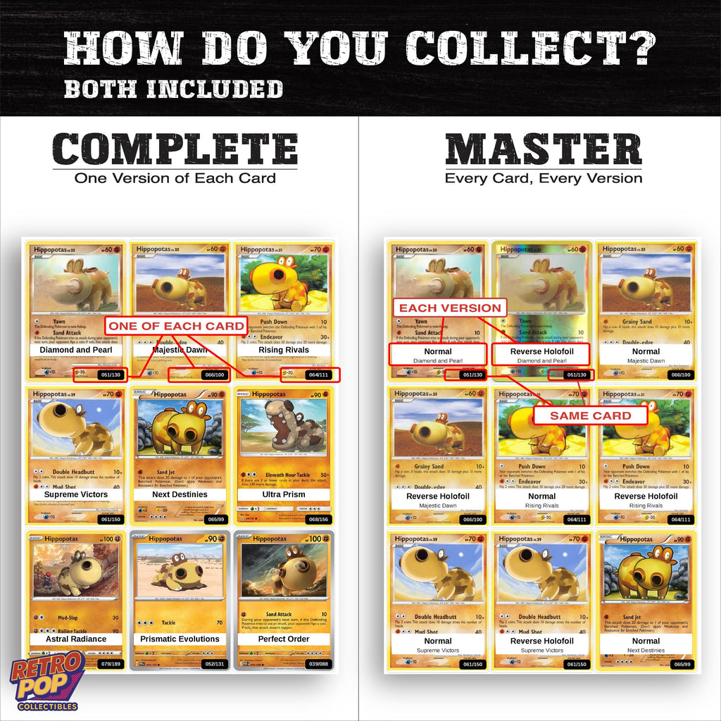 Complete Set vs Master Set versions of the Hippopotas binder placeholders