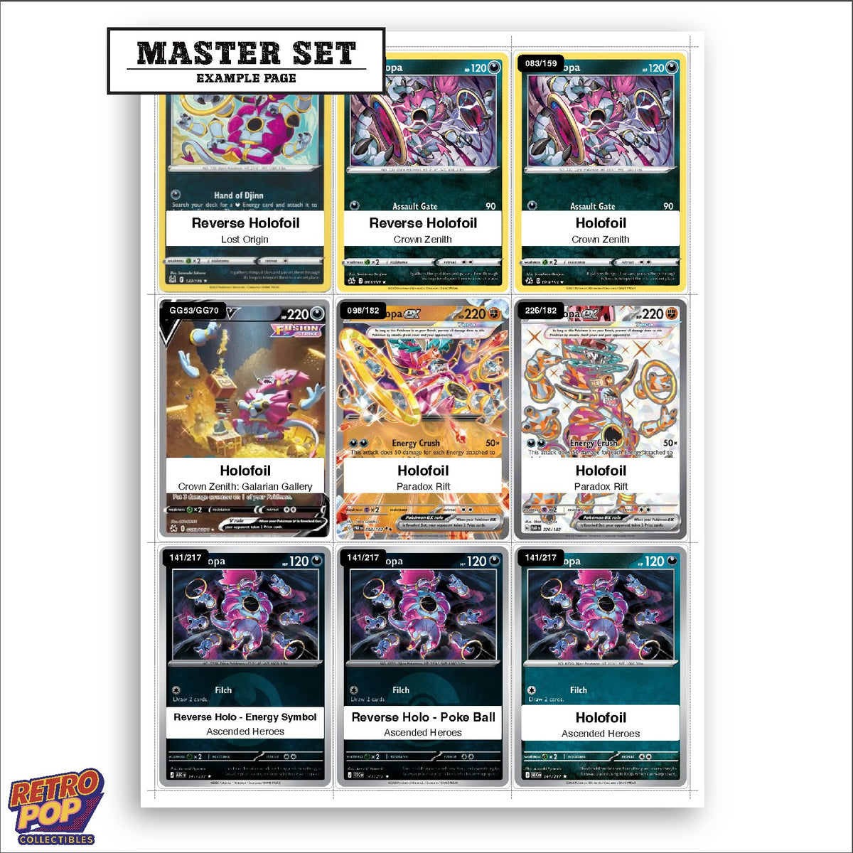 Printed Hoopa Pokemon placeholders in binder - real photo 3