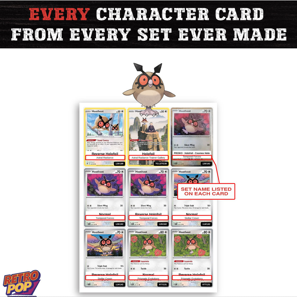 Hoothoot card collection preview - every set Hoothoot appears in