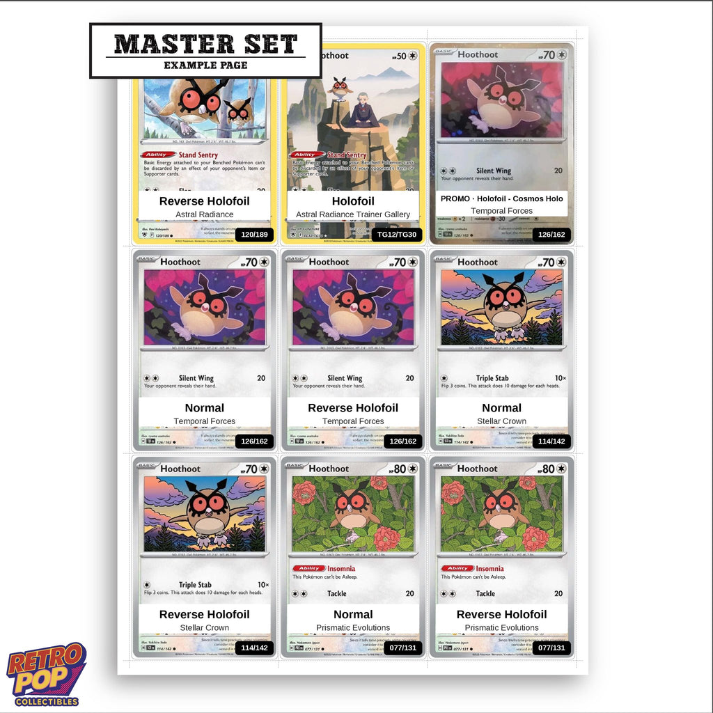 Printed Hoothoot Pokemon placeholders in binder - real photo 3