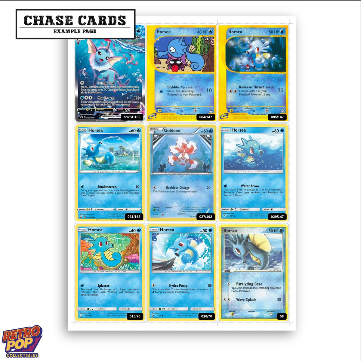 Printed Horsea Pokemon placeholders in binder - real photo 2