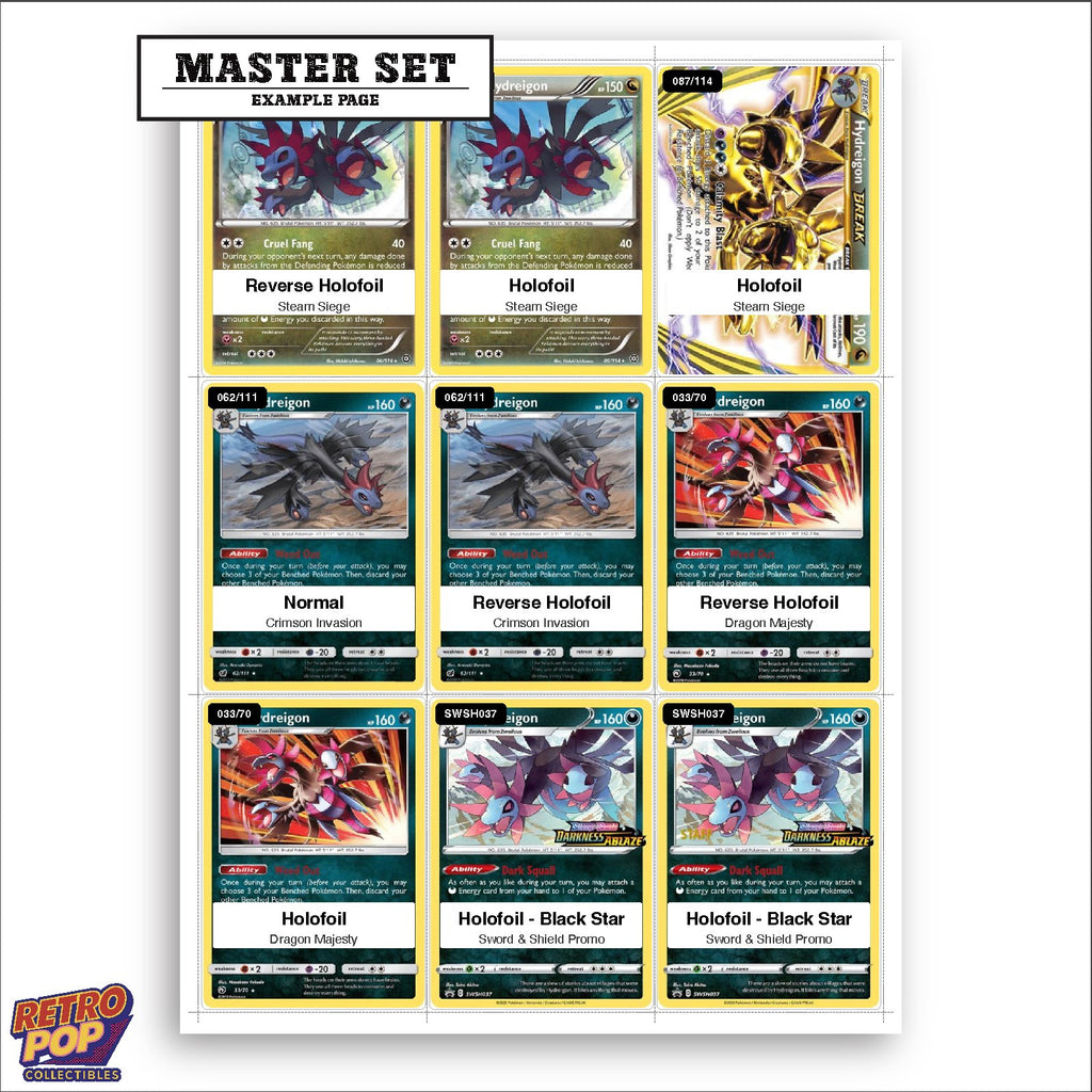 Printed Hydreigon Pokemon placeholders in binder - real photo 3