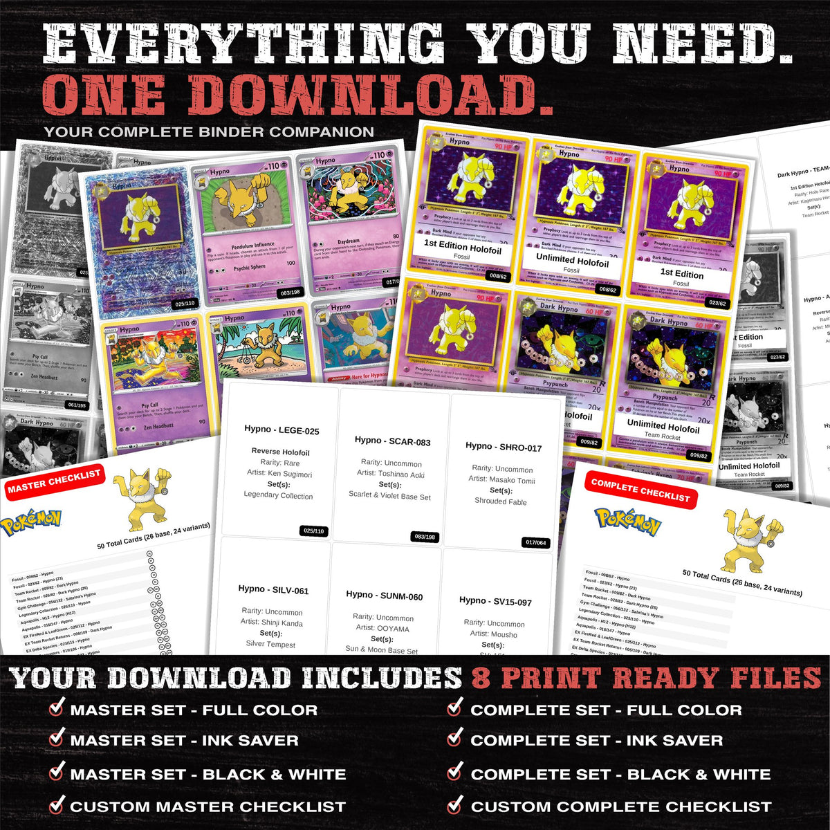 Everything included in the Hypno master set download - 8 PDF files