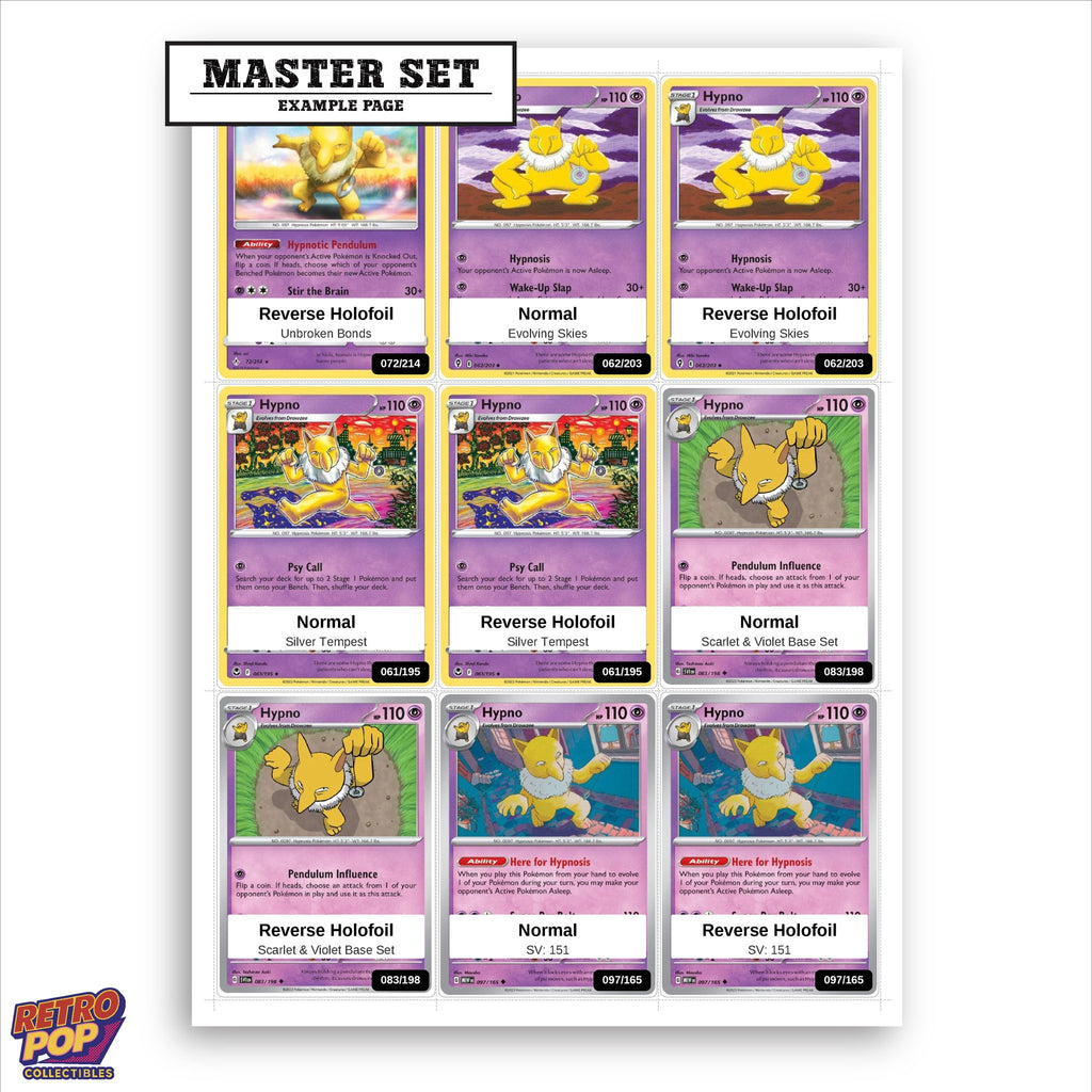 Printed Hypno Pokemon placeholders in binder - real photo 1