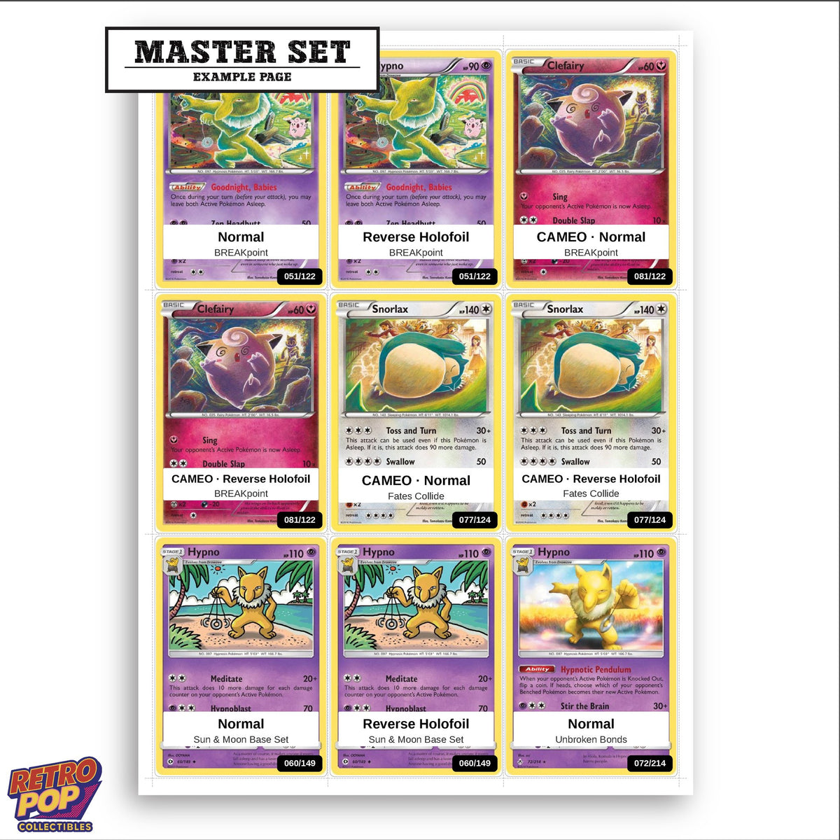 Printed Hypno Pokemon placeholders in binder - real photo 3