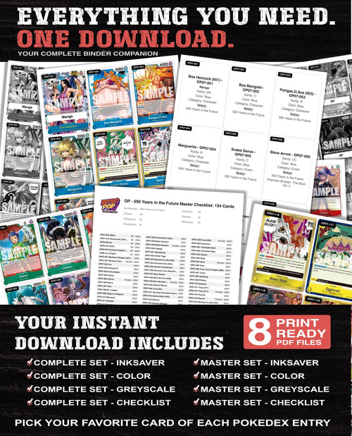 500 Years in the Future One Piece TCG binder placeholders printable PDF - image 2