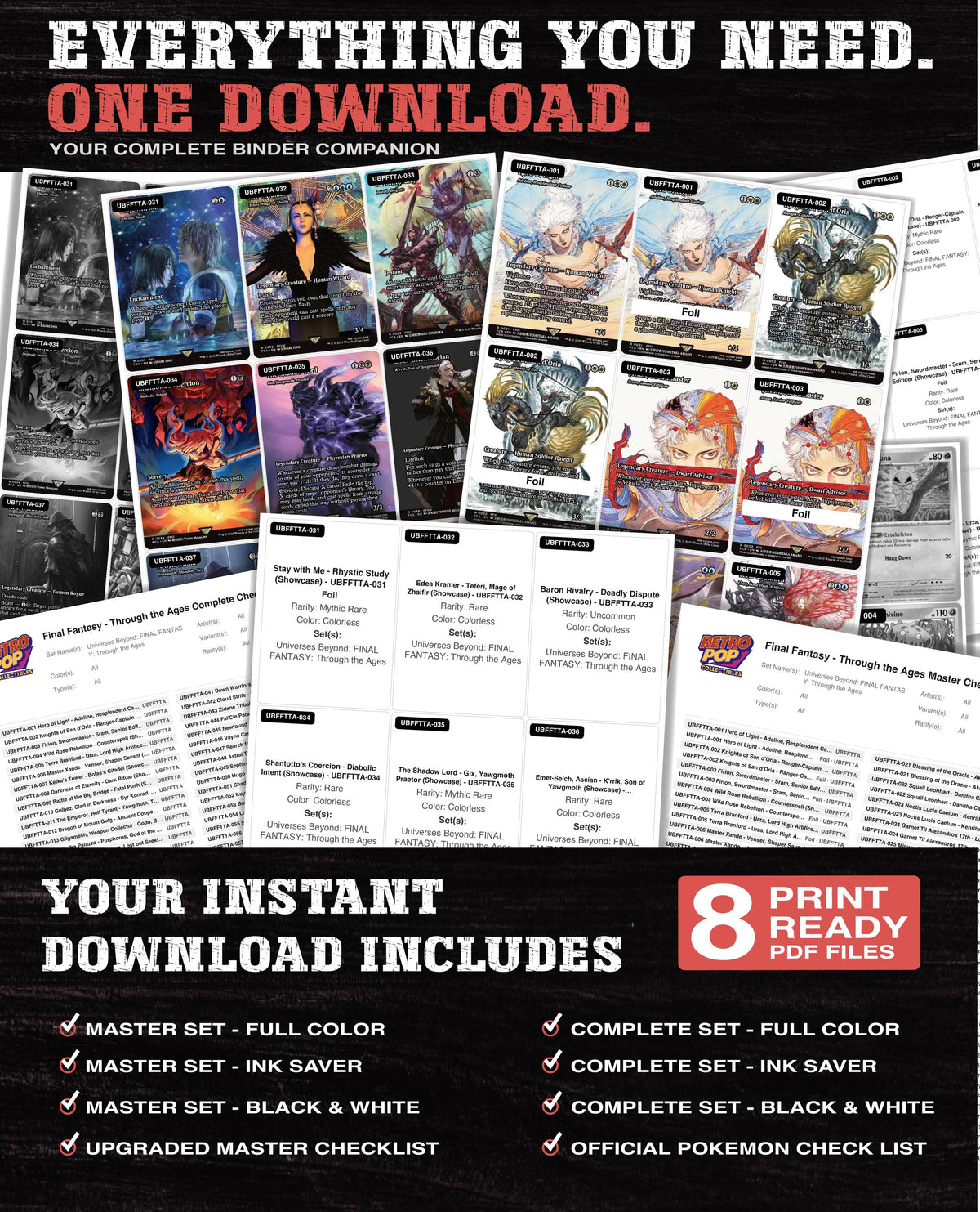 Final Fantasy Through the Ages Magic The Gathering binder placeholders printable PDF - image 2