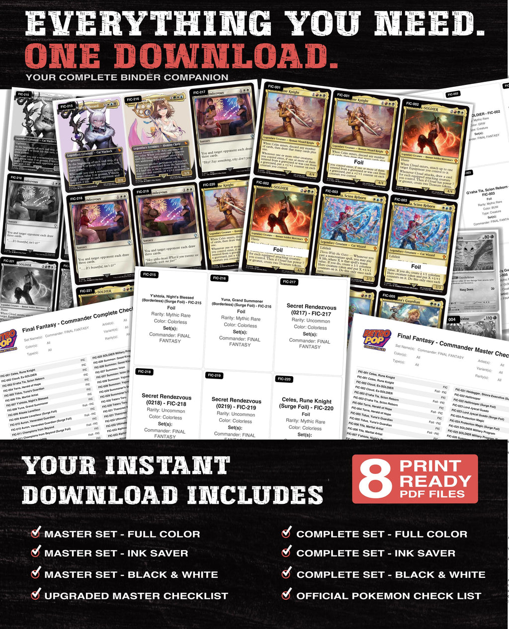 Final Fantasy Commander Magic The Gathering binder placeholders printable PDF - image 3