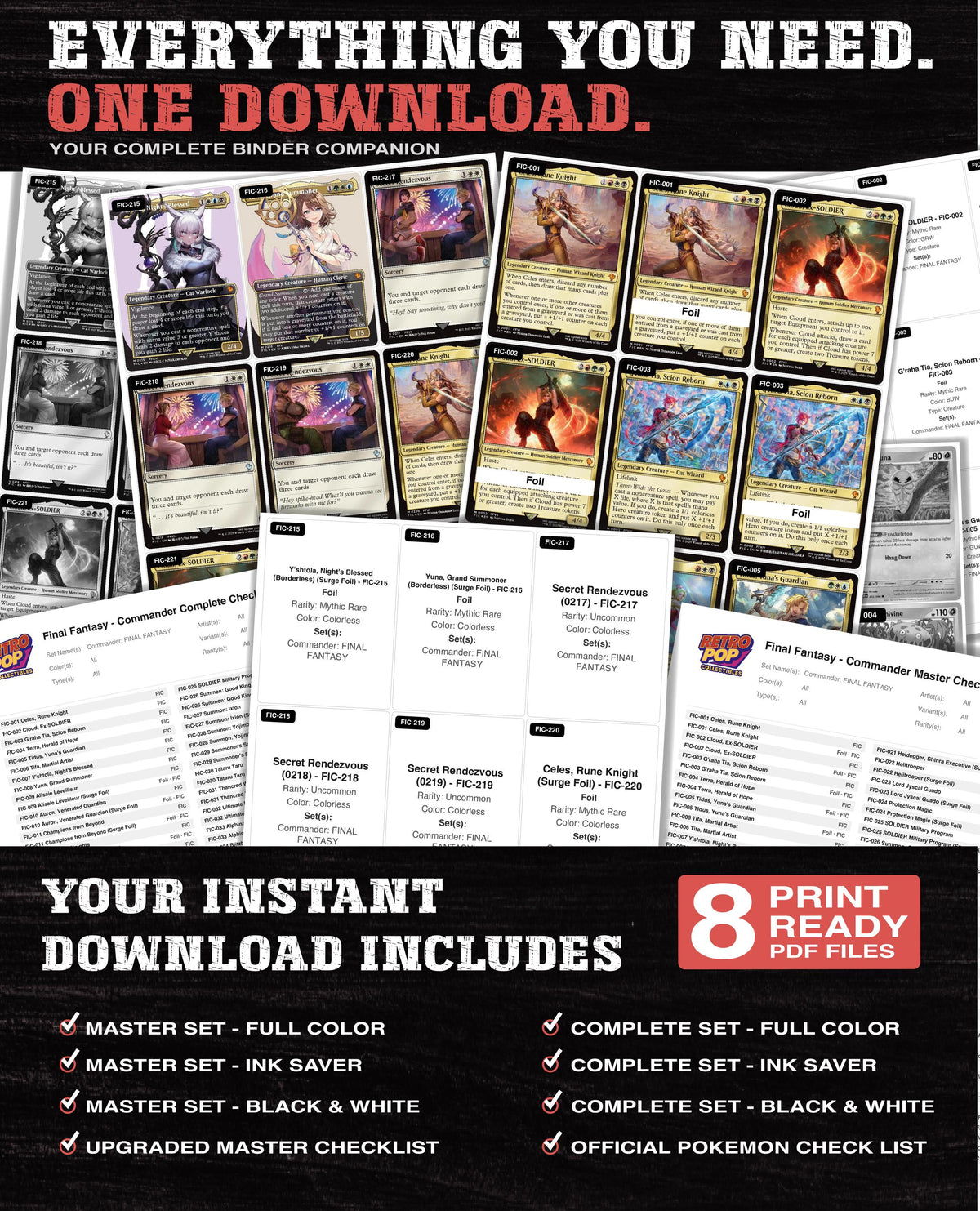 Final Fantasy Commander Magic The Gathering binder placeholders printable PDF - image 3