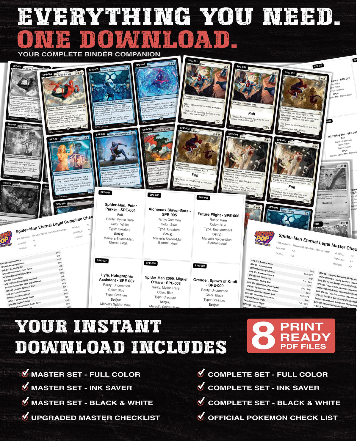 Spider-Man Eternal-Legal Magic The Gathering binder placeholders printable PDF - image 2