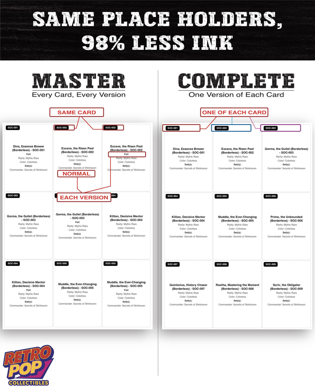 Secrets of Strixhaven Commander Magic The Gathering binder placeholders printable PDF - image 5