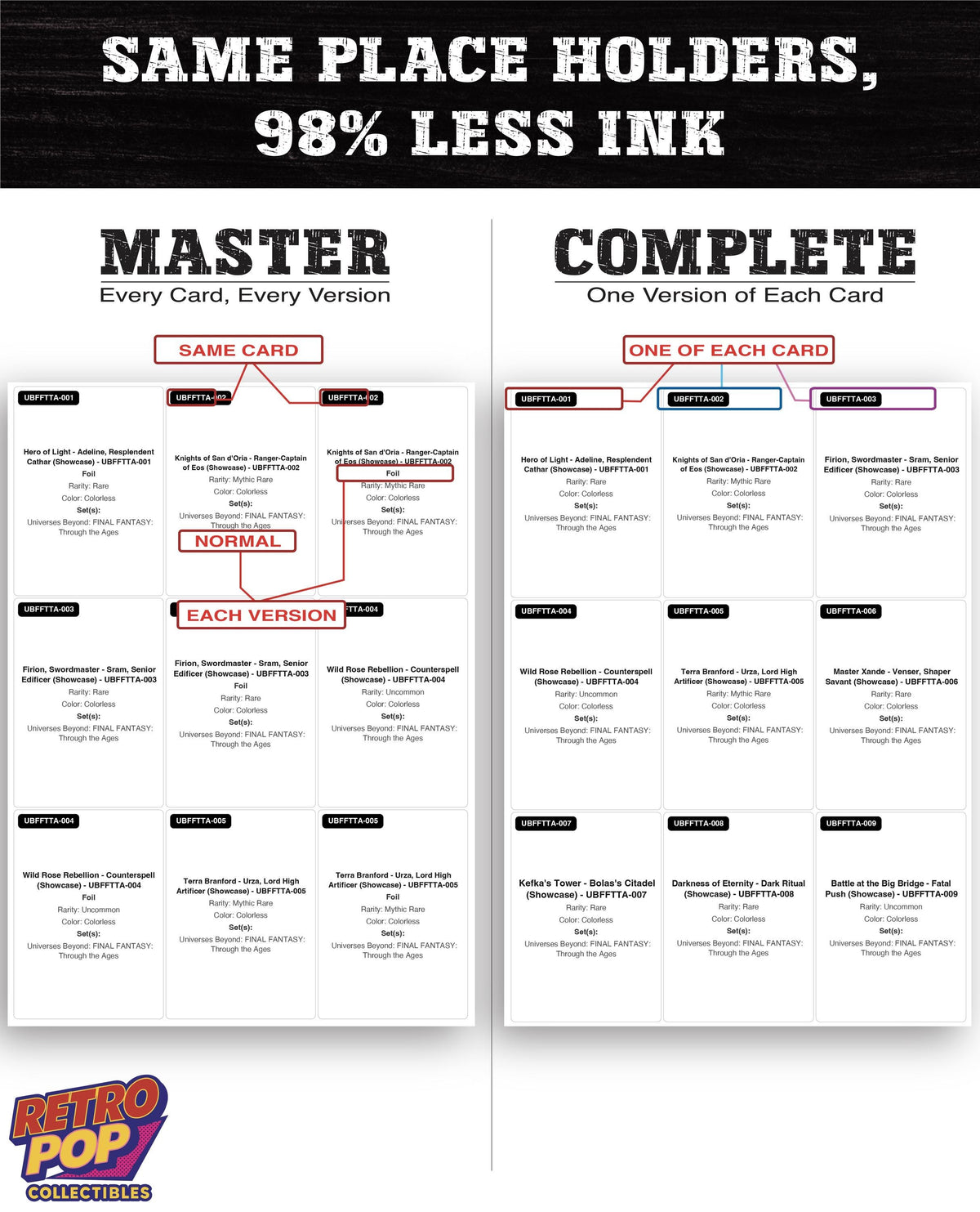 Final Fantasy Through the Ages Magic The Gathering binder placeholders printable PDF - image 5