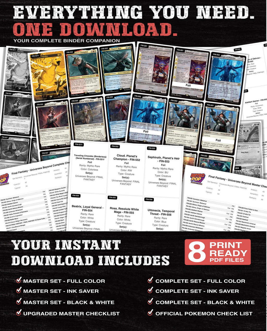 Final Fantasy Magic The Gathering binder placeholders printable PDF - image 2