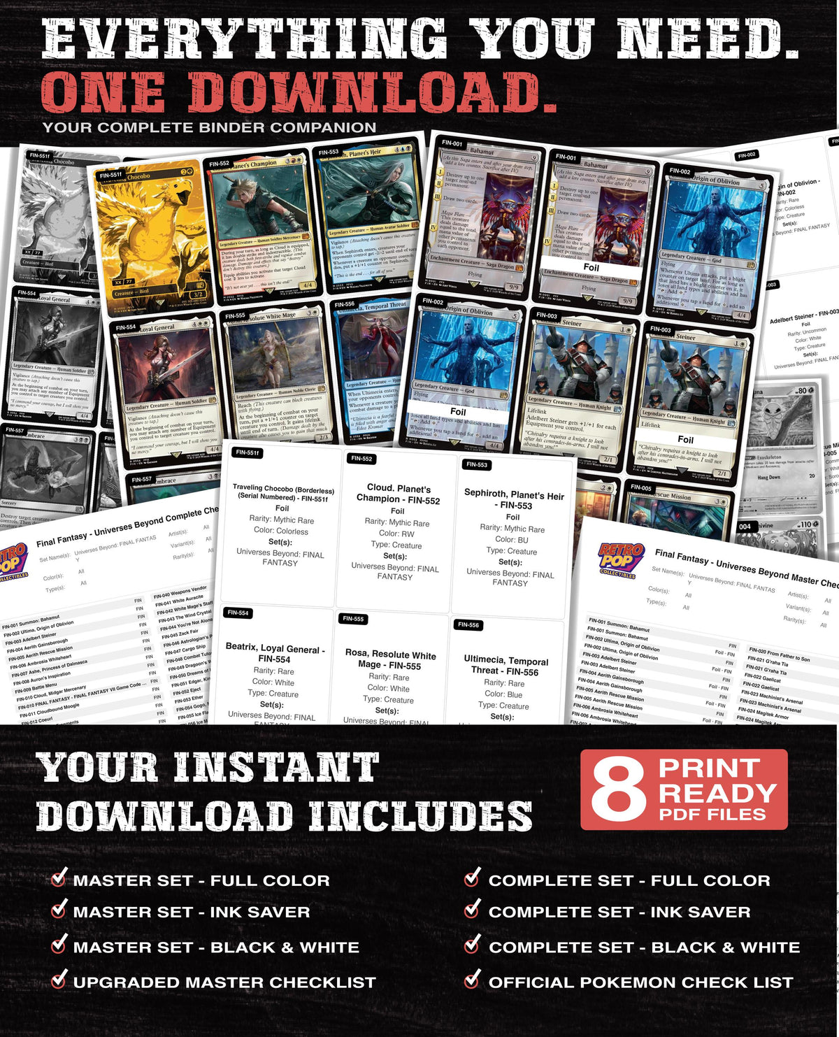 Final Fantasy Magic The Gathering binder placeholders printable PDF - image 2