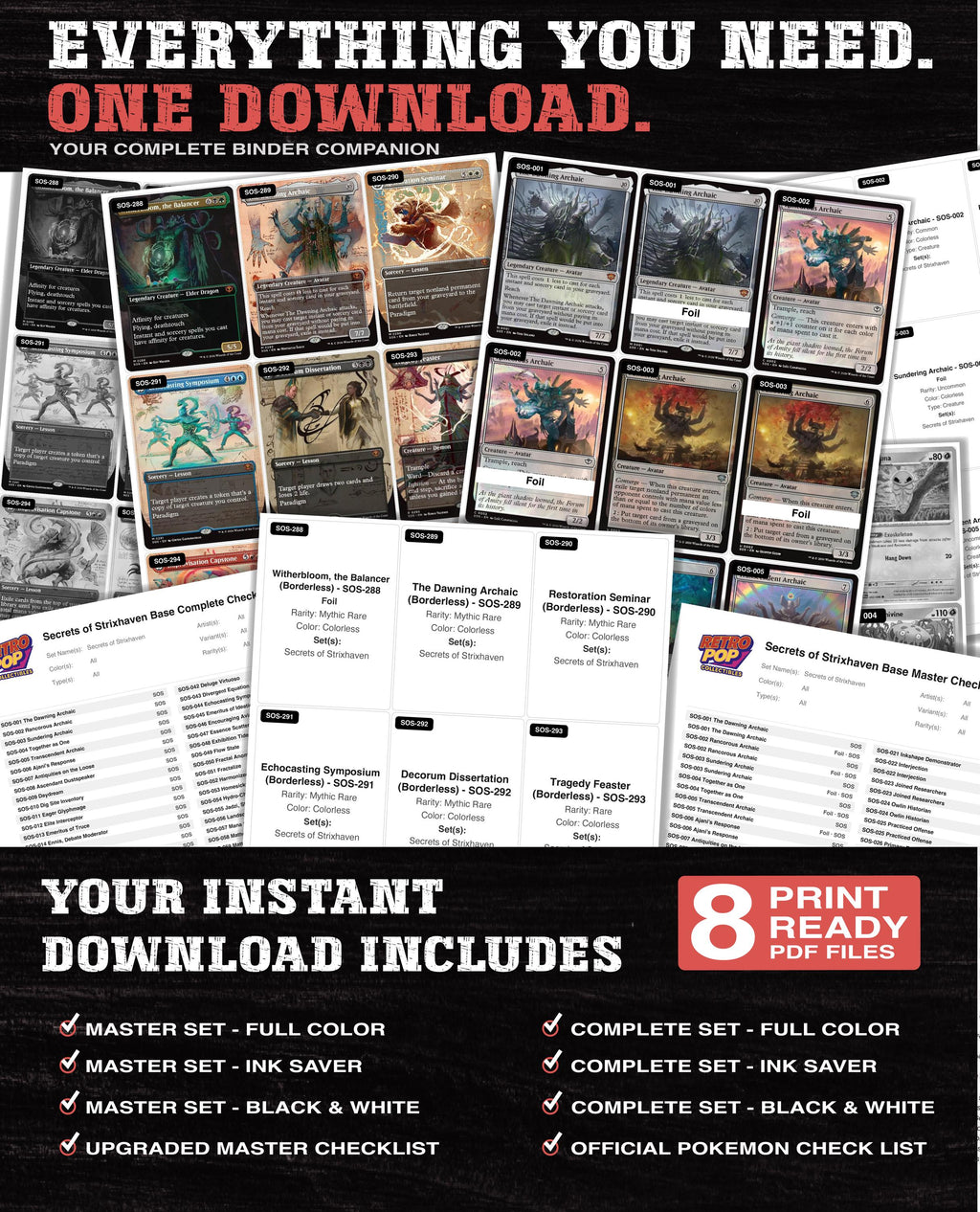 Secrets of Strixhaven Magic The Gathering binder placeholders printable PDF - image 2
