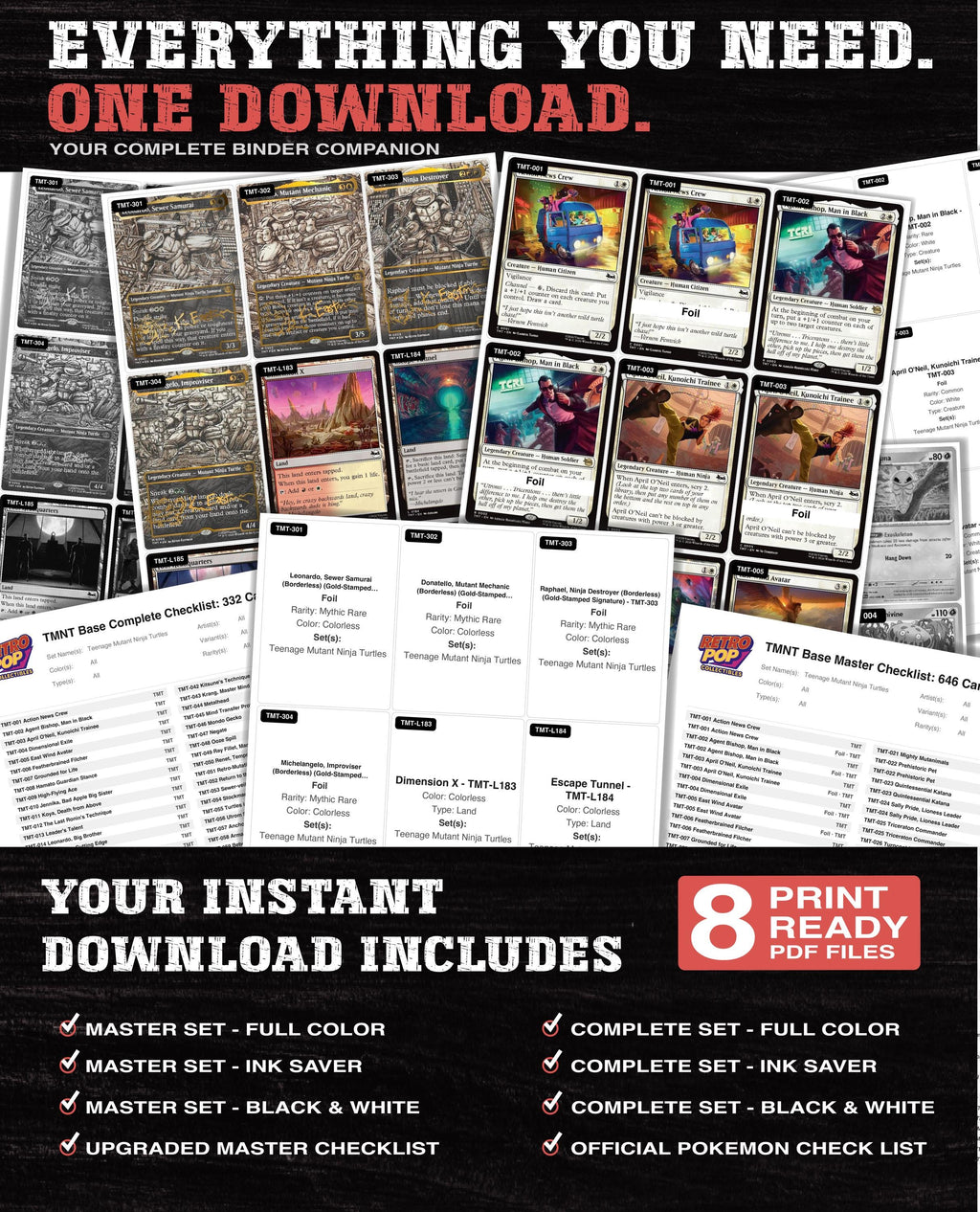 Teenage Mutant Ninja Turtles Magic The Gathering binder placeholders printable PDF - image 2