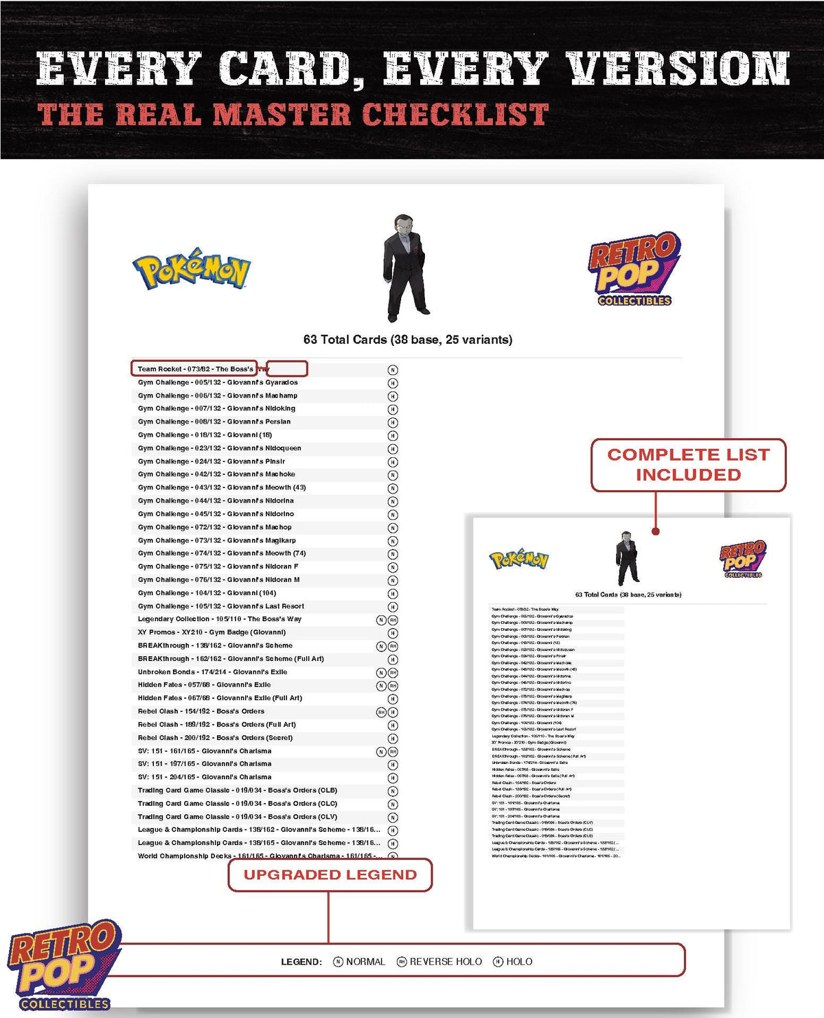 Every Giovanni Pokemon card ever made - gym leader master set binder placeholders - image 7