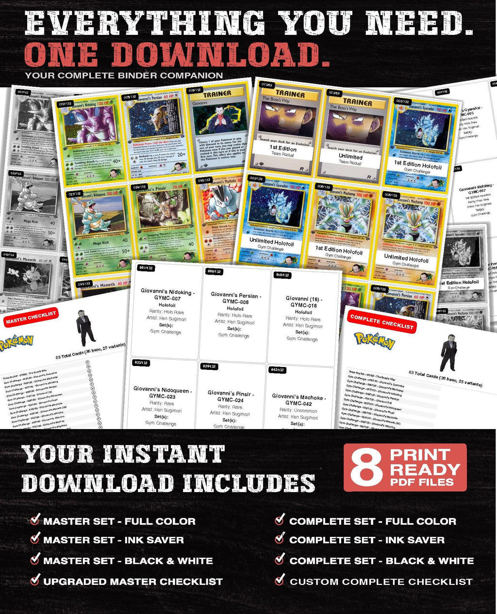 Every Giovanni Pokemon card ever made - gym leader master set binder placeholders - image 3