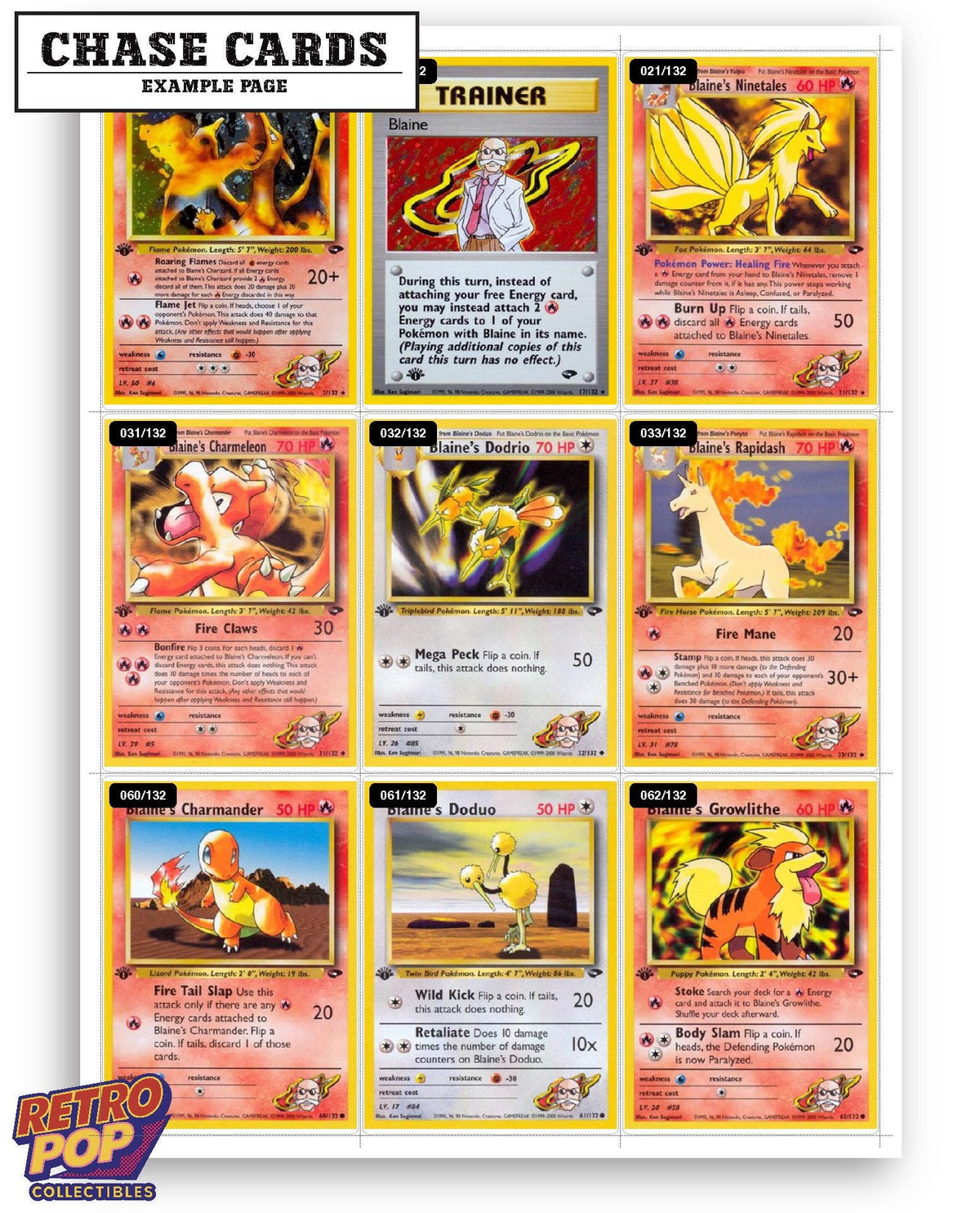 Every Blaine Pokemon card ever made - gym leader master set binder placeholders - image 8