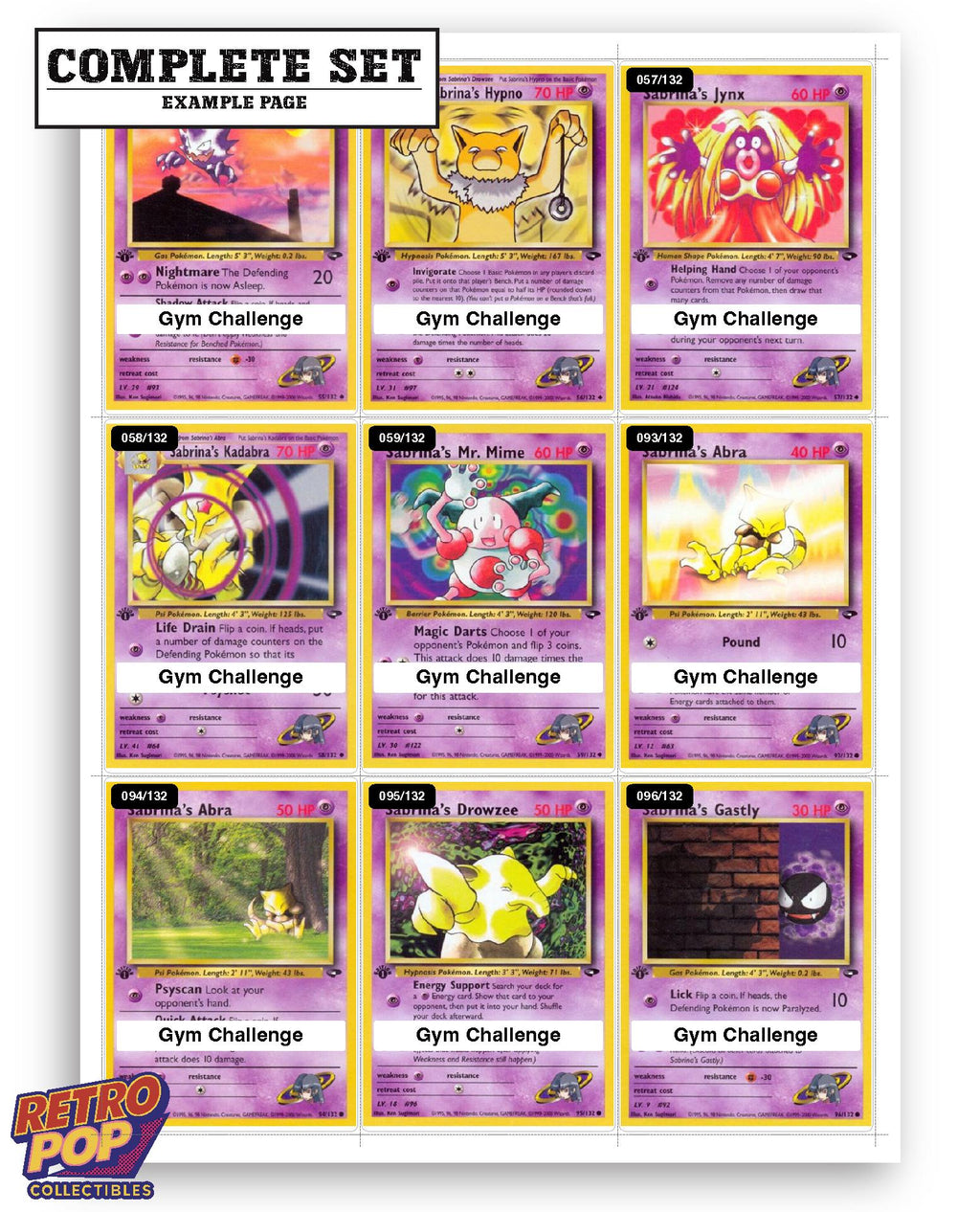 Every Sabrina Pokemon card ever made - gym leader master set binder placeholders - image 10