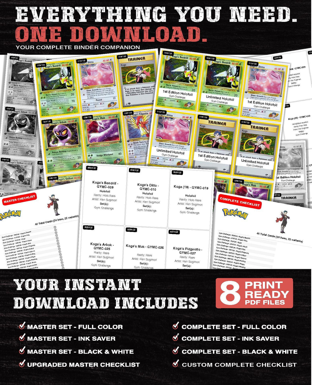 Every Koga Pokemon card ever made - gym leader master set binder placeholders - image 3