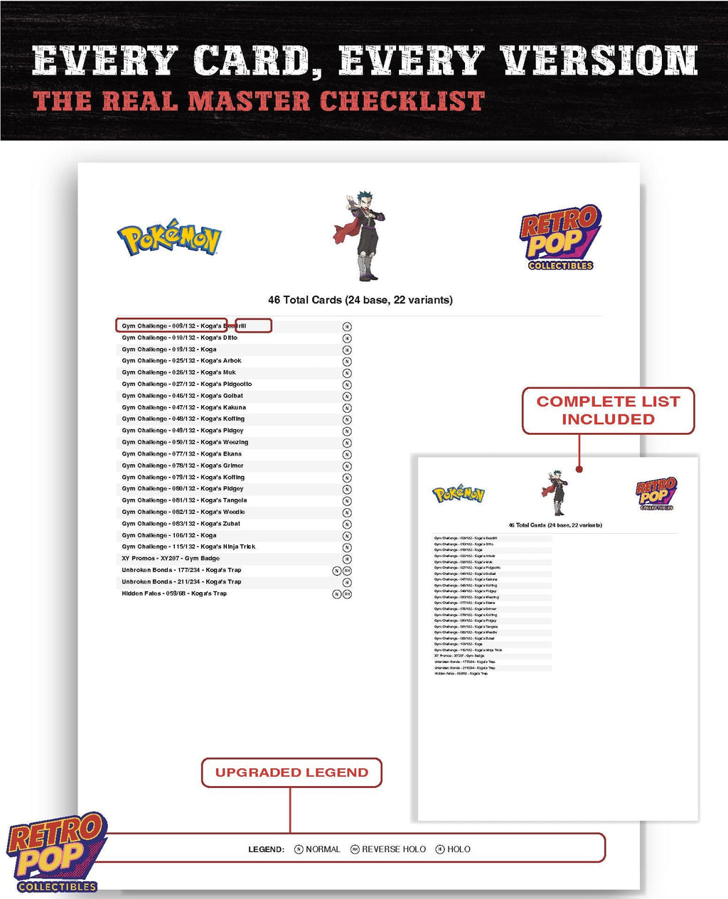 Every Koga Pokemon card ever made - gym leader master set binder placeholders - image 7