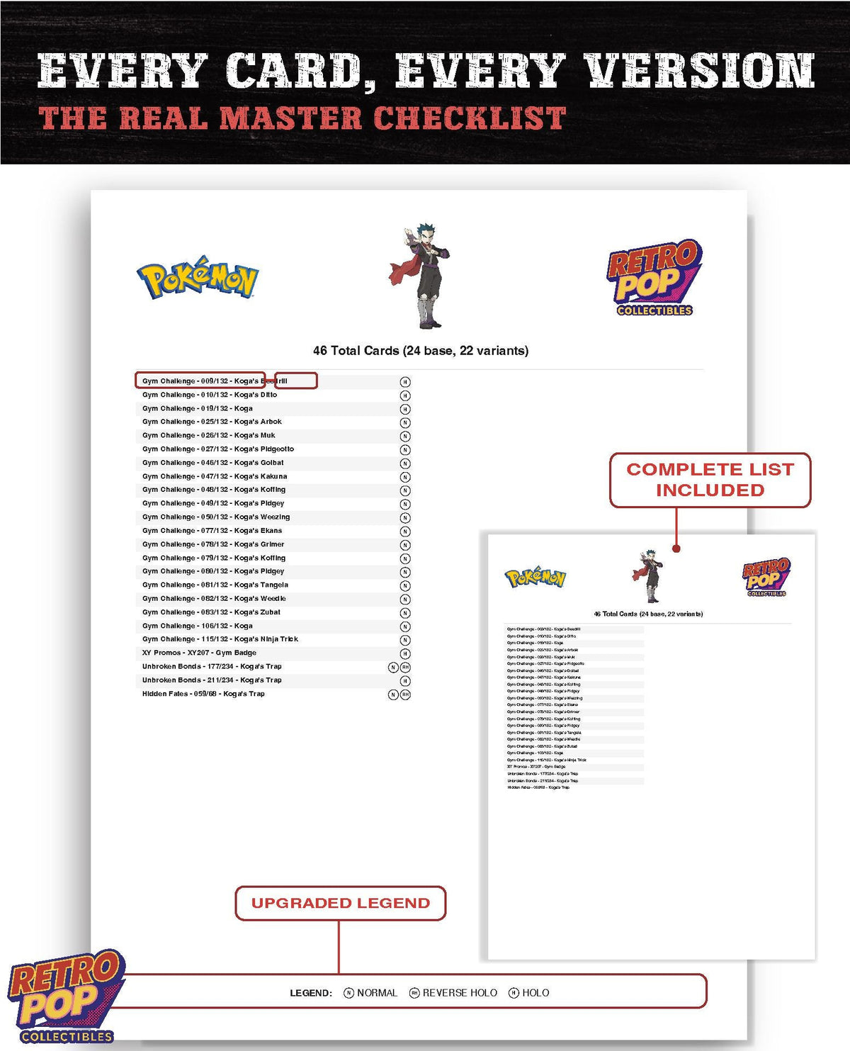 Every Koga Pokemon card ever made - gym leader master set binder placeholders - image 7