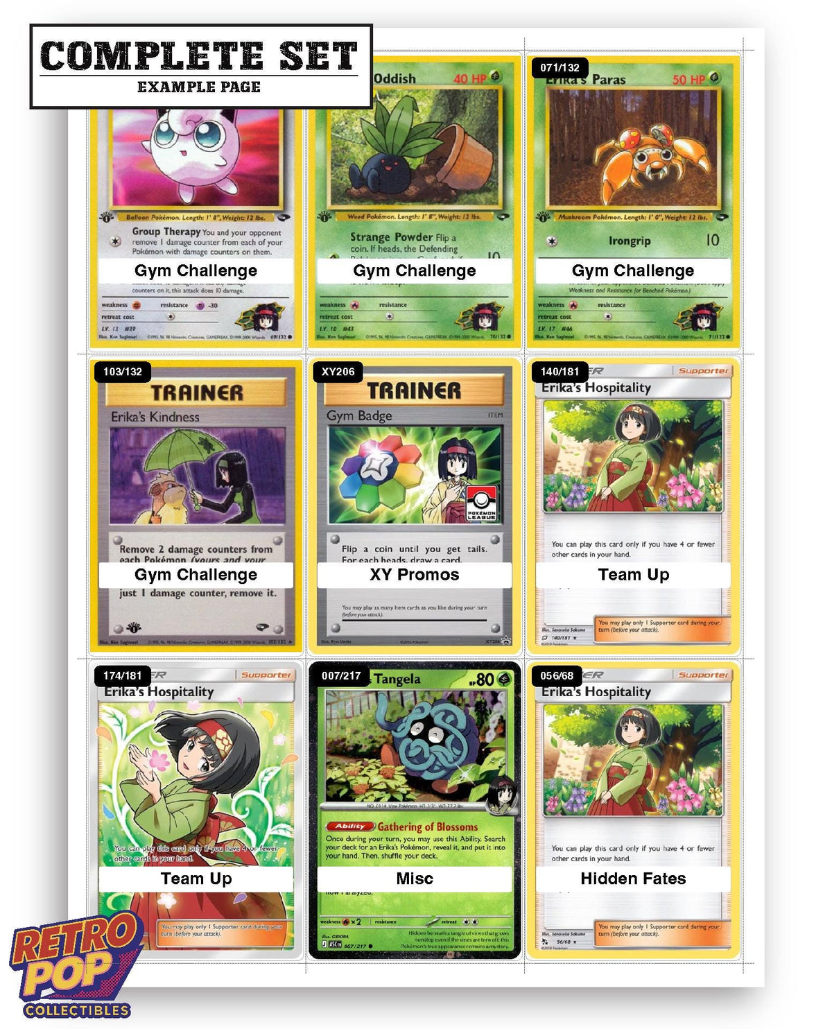 Every Erika Pokemon card ever made - gym leader master set binder placeholders - image 10