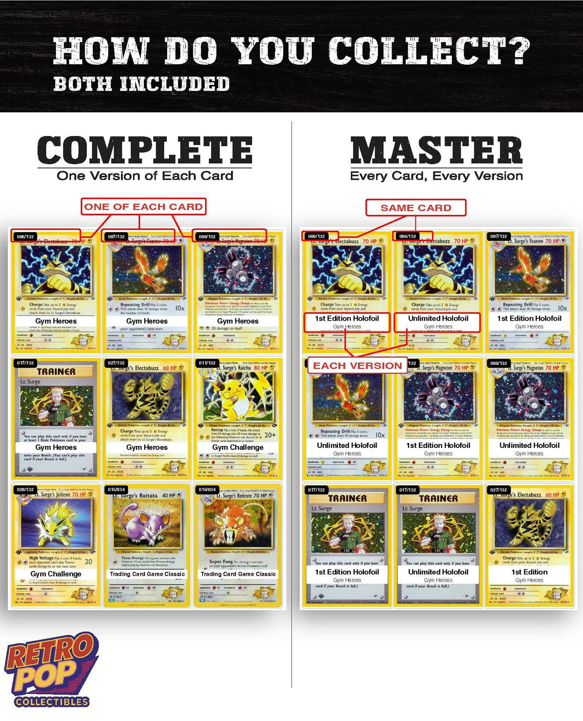 Every Lt. Surge Pokemon card ever made - gym leader master set binder placeholders - image 5