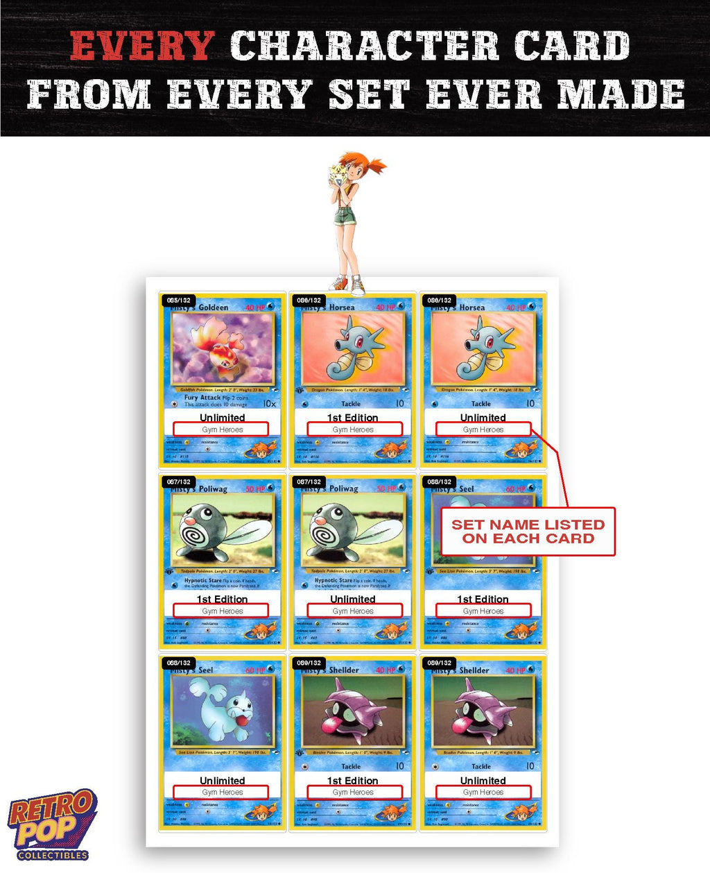 Every Misty Pokemon card ever made - gym leader master set binder placeholders - image 2