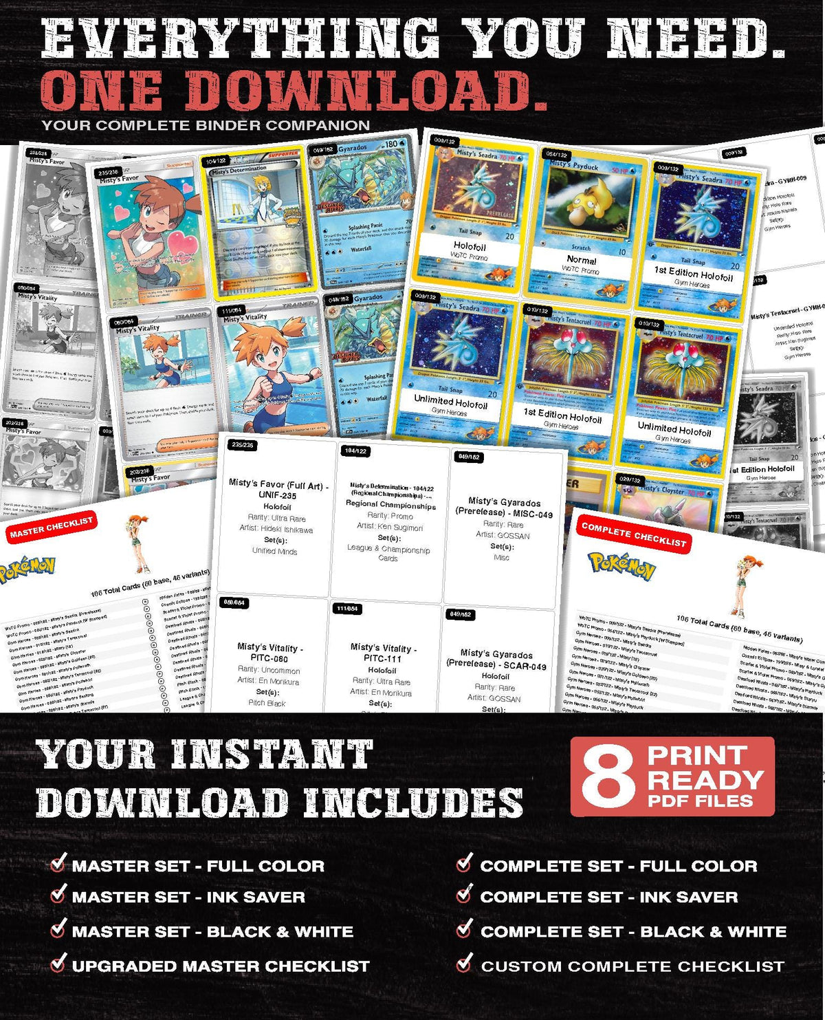 Every Misty Pokemon card ever made - gym leader master set binder placeholders - image 3