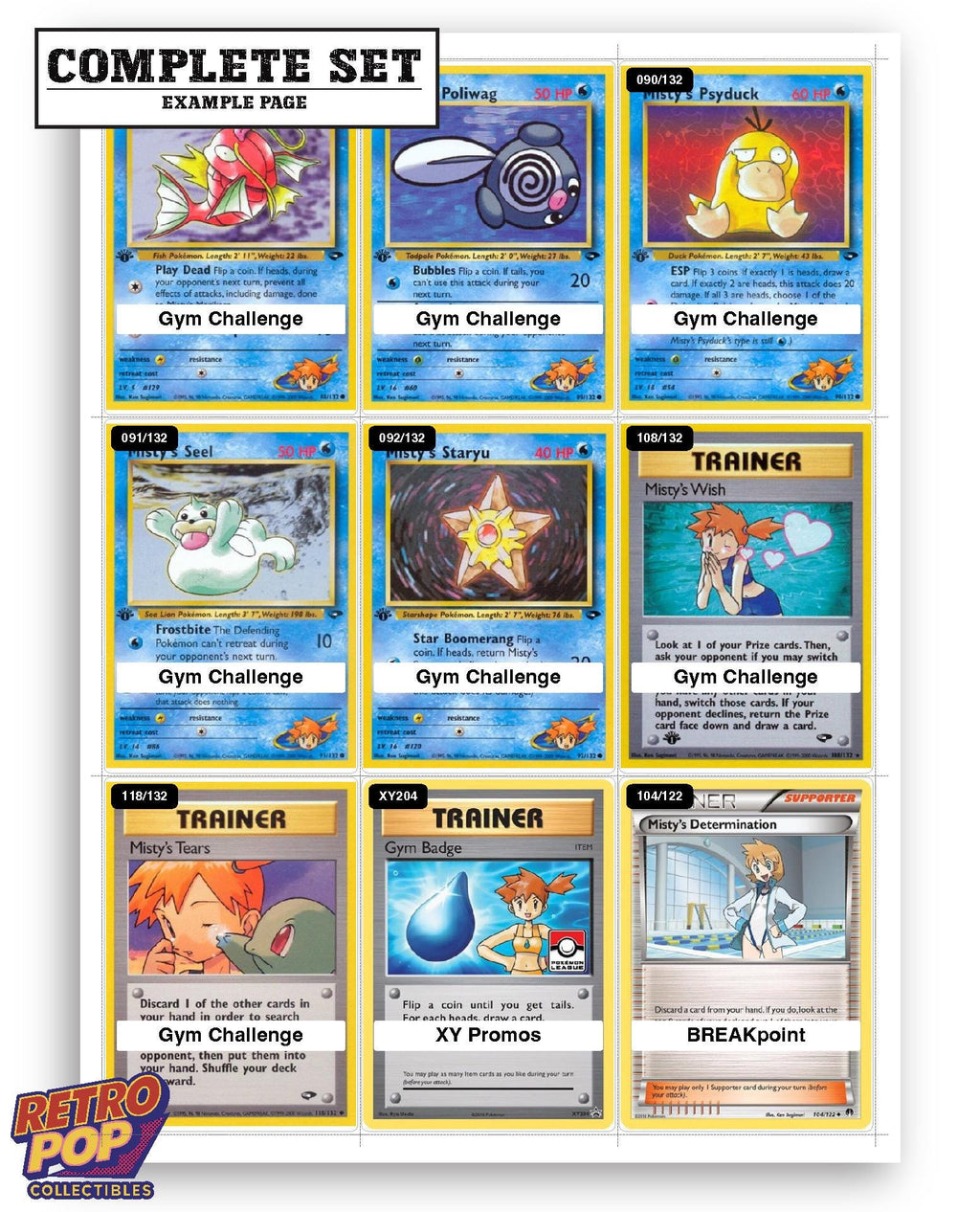 Every Misty Pokemon card ever made - gym leader master set binder placeholders - image 10