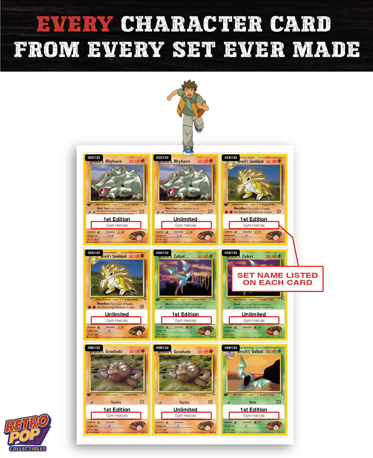 Every Brock Pokemon card ever made - gym leader master set binder placeholders - image 2