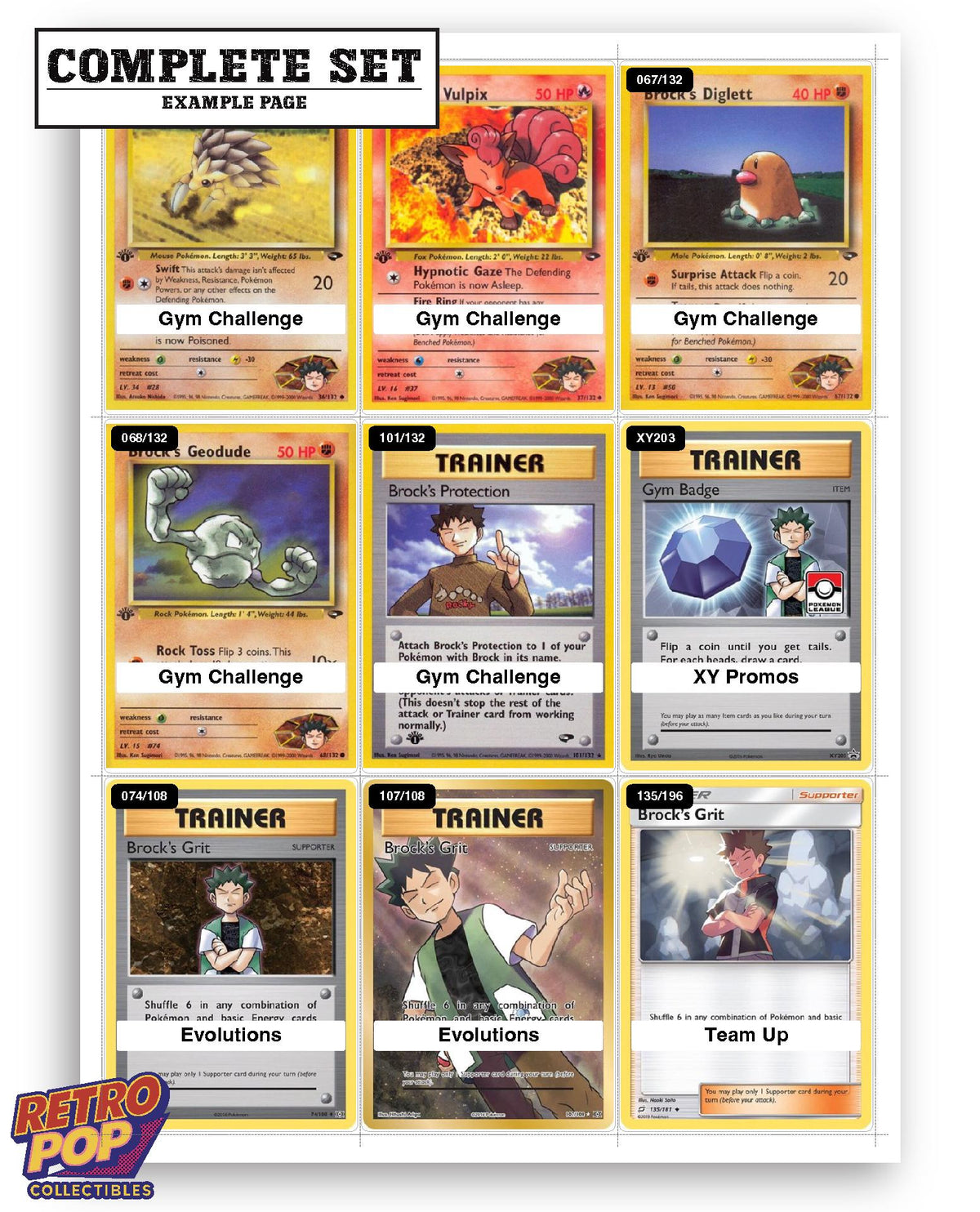 Every Brock Pokemon card ever made - gym leader master set binder placeholders - image 10