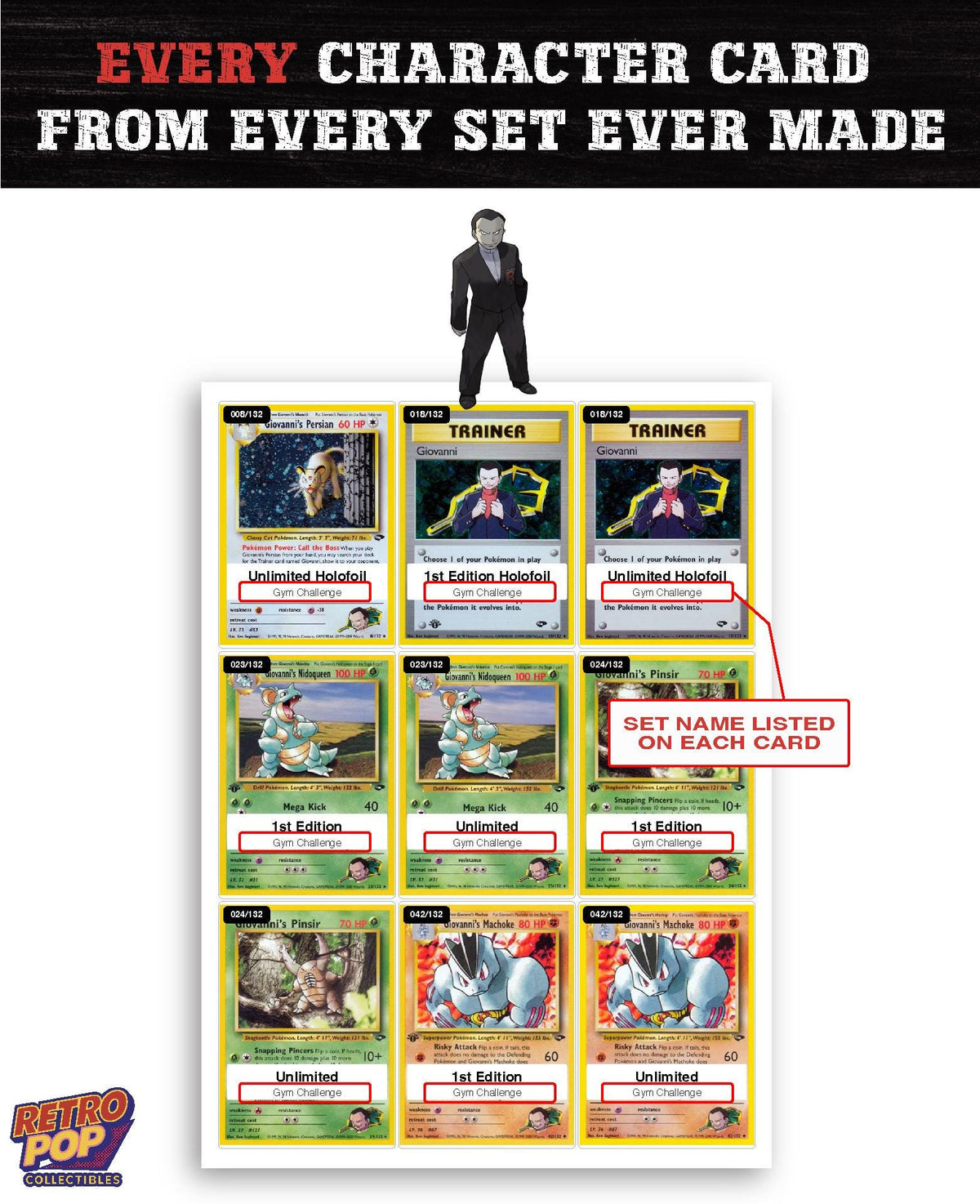 Every Giovanni Pokemon card ever made - gym leader master set binder placeholders - image 2
