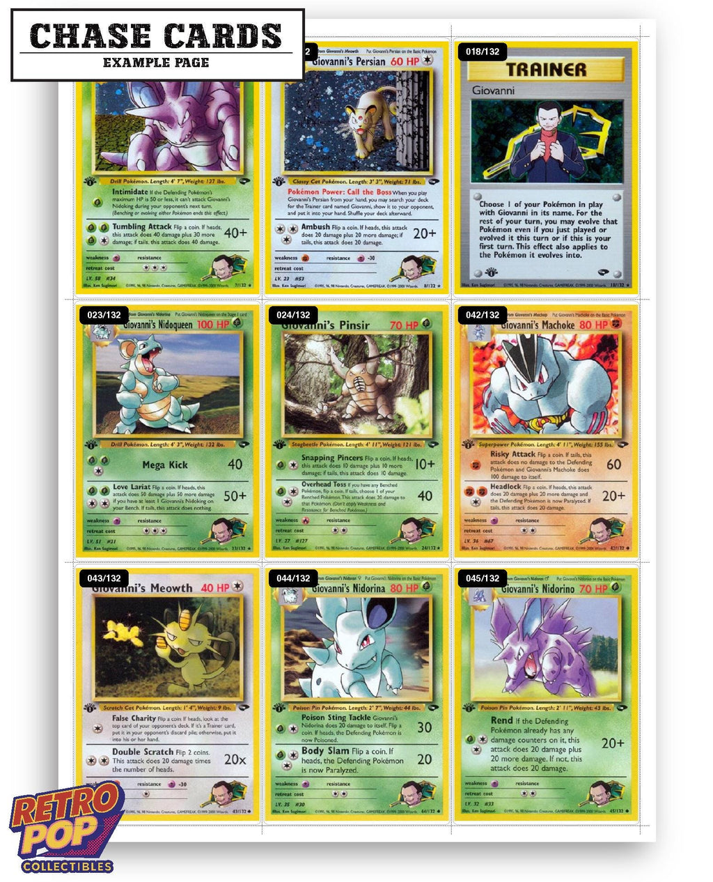Every Giovanni Pokemon card ever made - gym leader master set binder placeholders - image 8