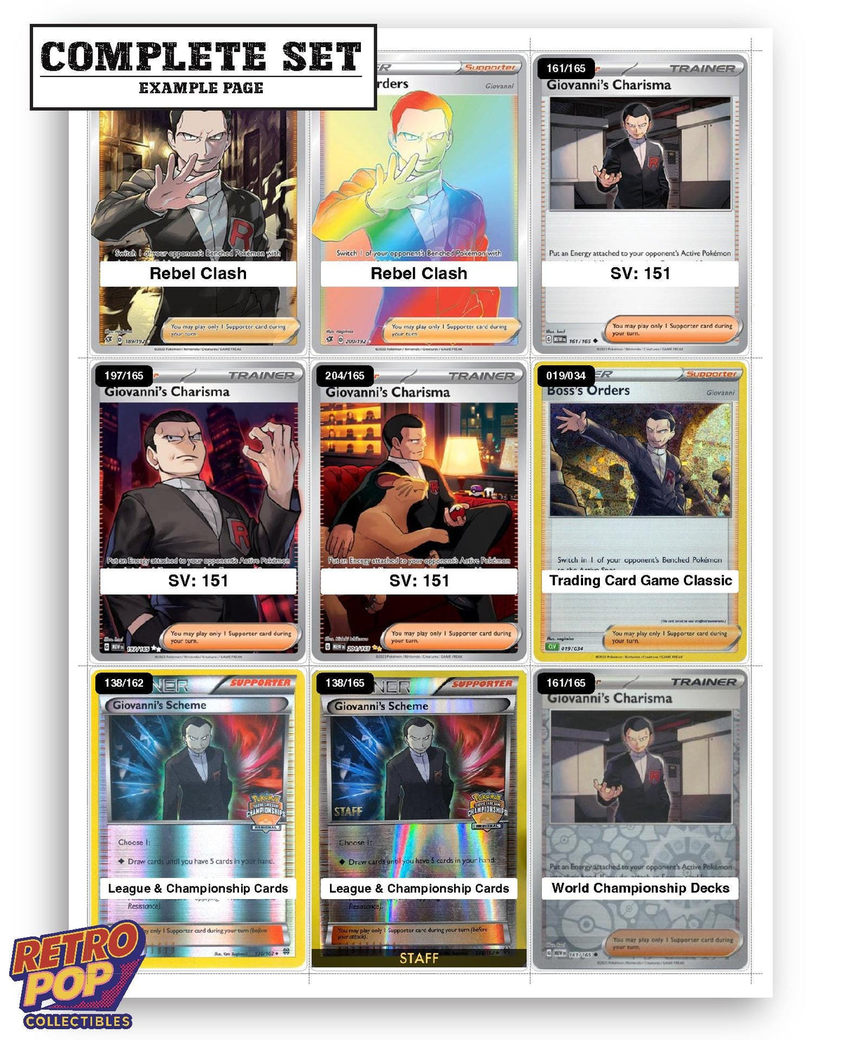 Every Giovanni Pokemon card ever made - gym leader master set binder placeholders - image 10