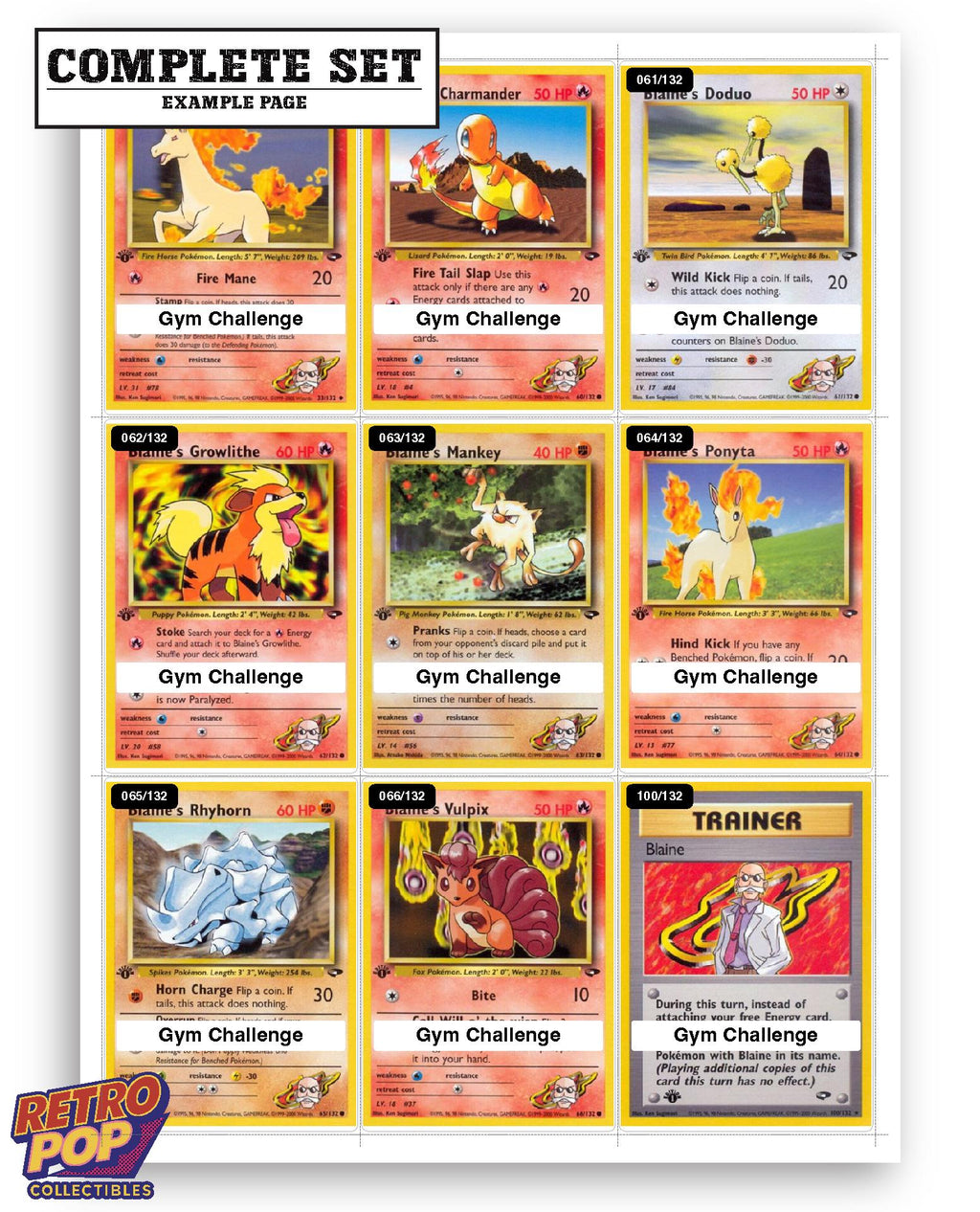 Every Blaine Pokemon card ever made - gym leader master set binder placeholders - image 10