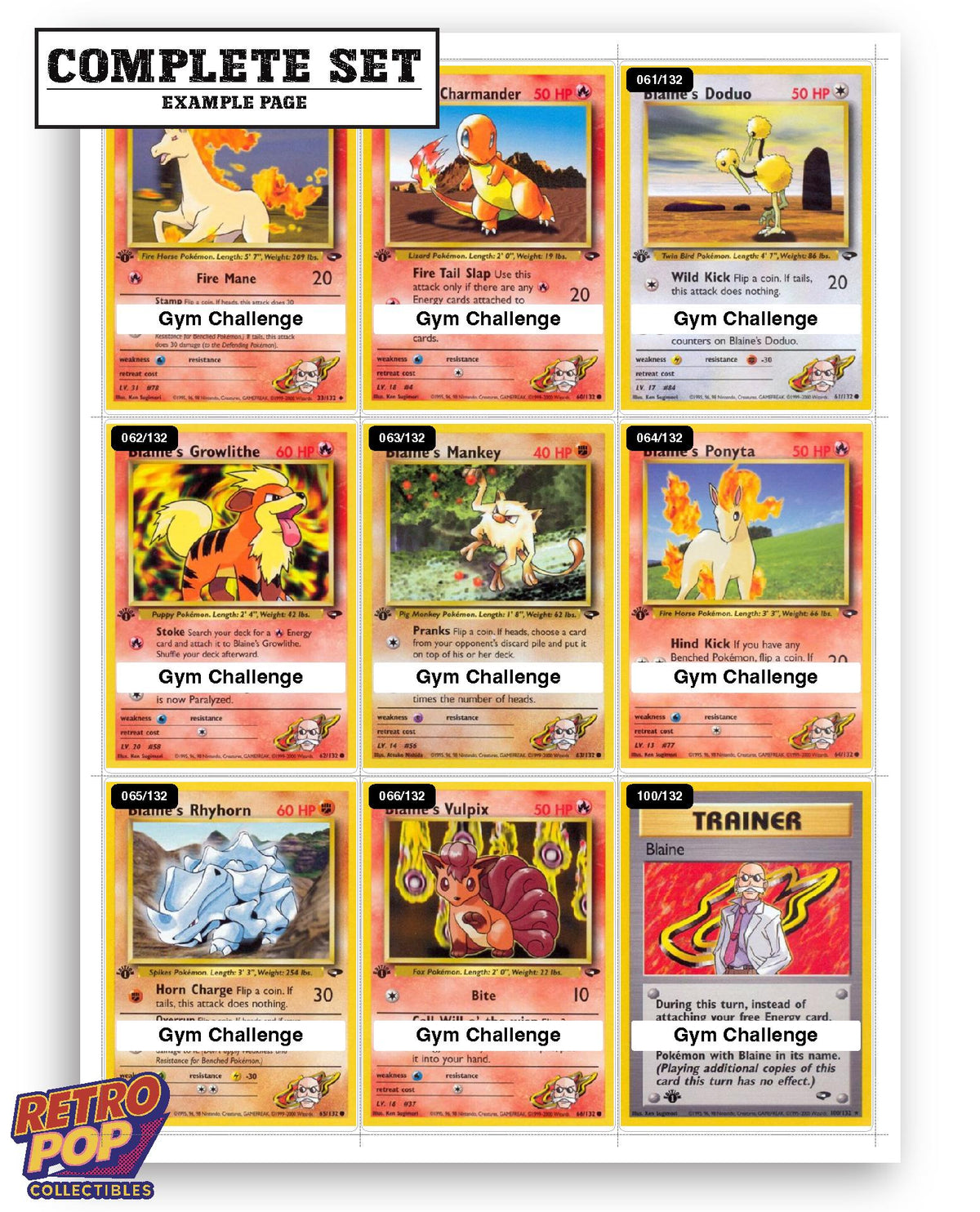 Every Blaine Pokemon card ever made - gym leader master set binder placeholders - image 10