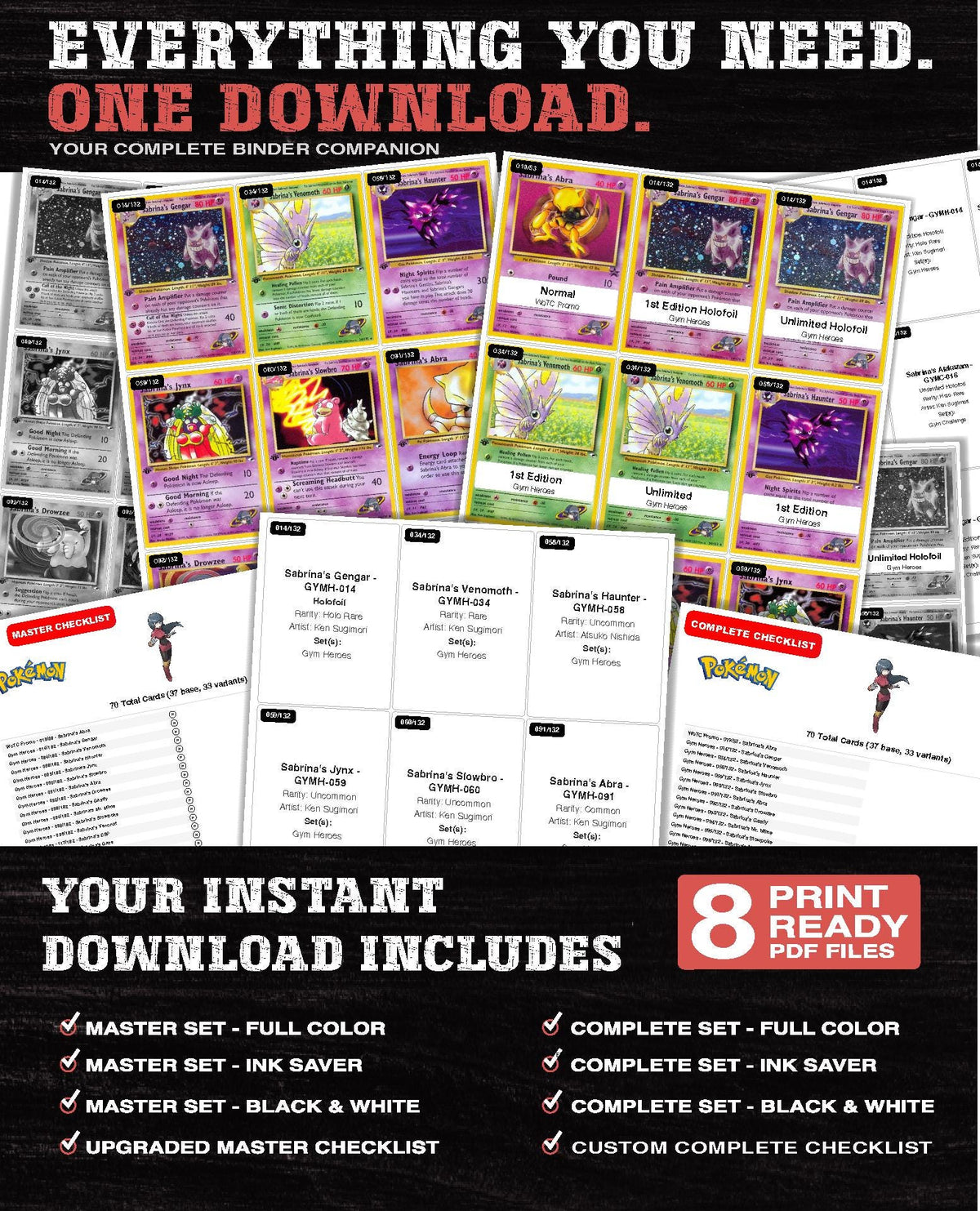 Every Sabrina Pokemon card ever made - gym leader master set binder placeholders - image 3