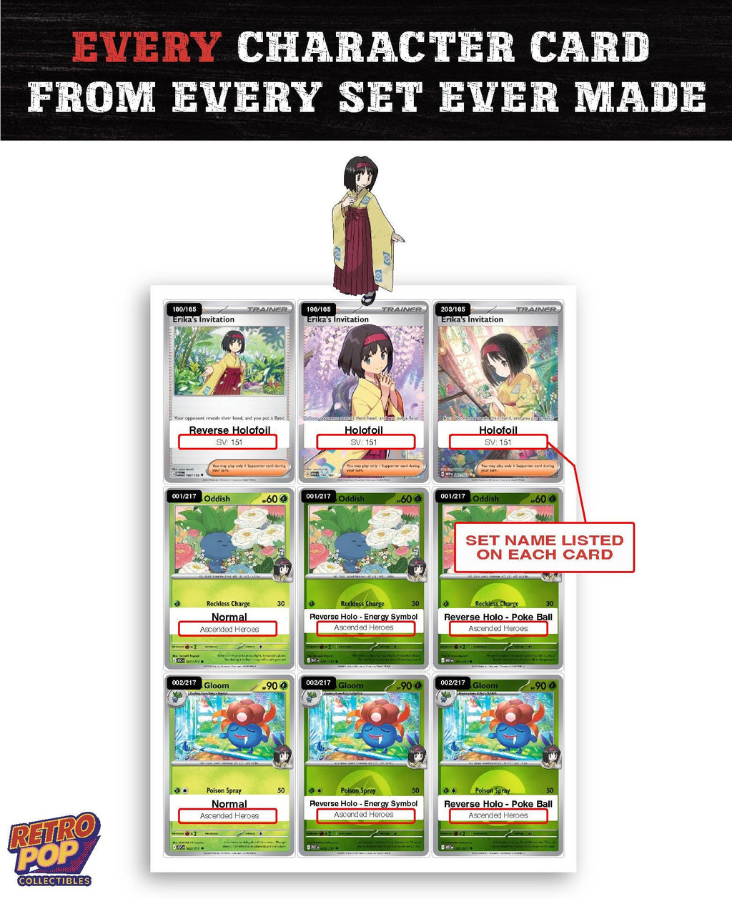 Every Erika Pokemon card ever made - gym leader master set binder placeholders - image 2